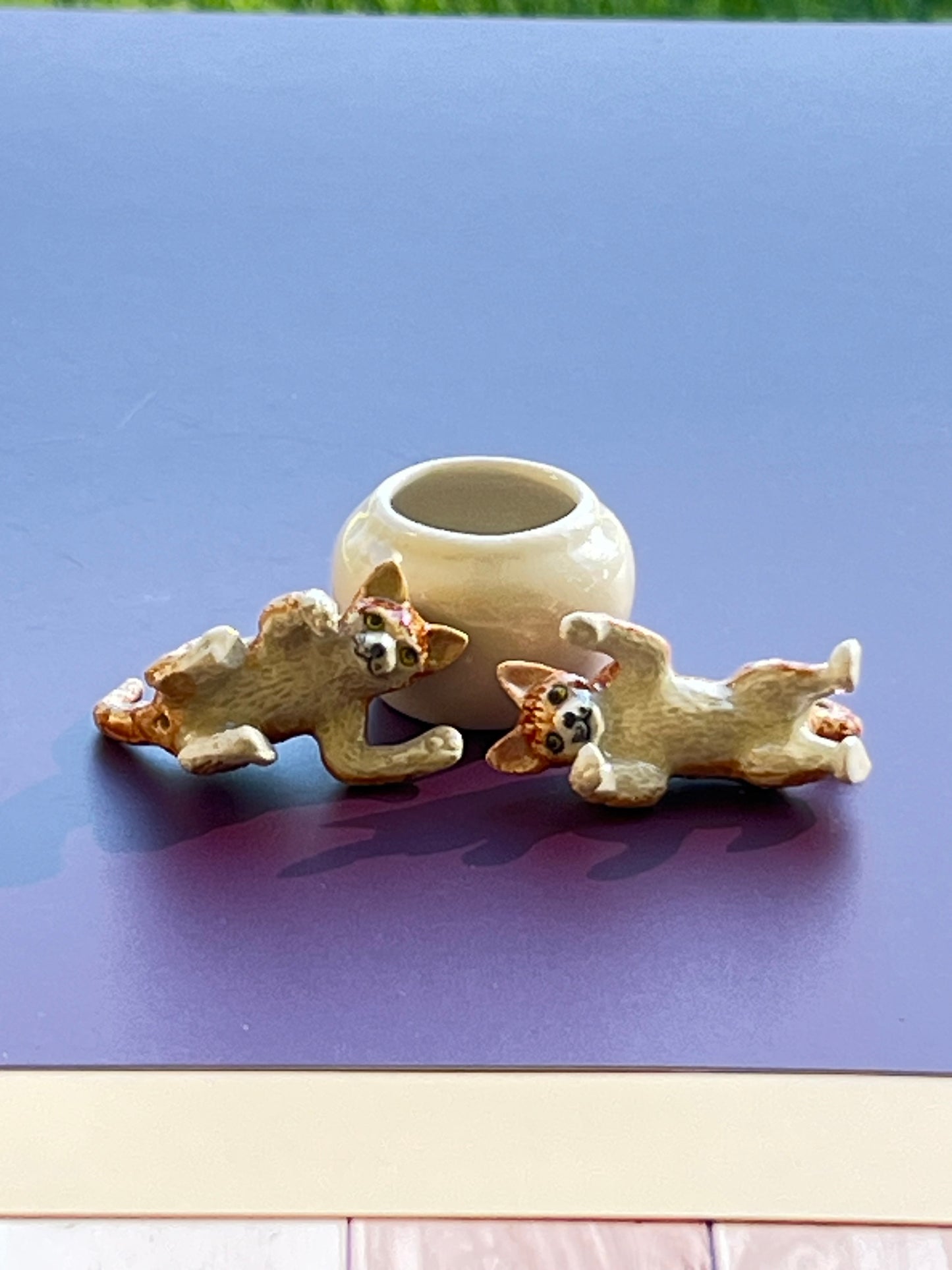 Miniature Porcelain Cats Kittens Figurines Ginger Kittens Cats In Jar