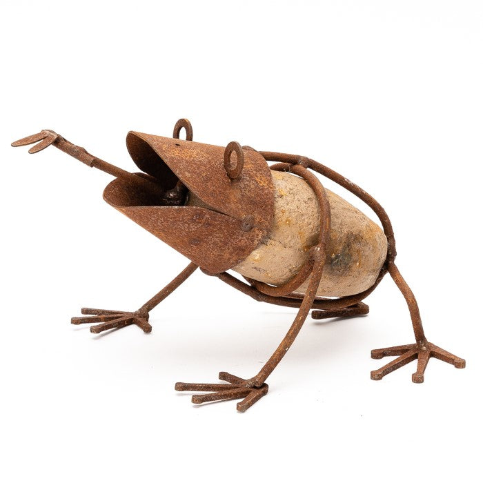 Rock Frog Catching Dragonfly Garden Art