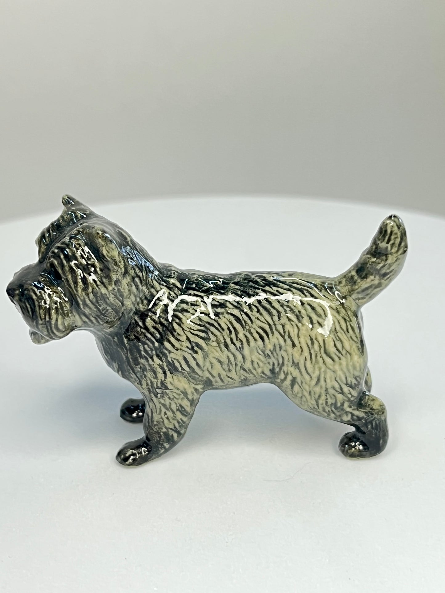 Miniature Porcelain Black Grey Cairn Terrier Figurine