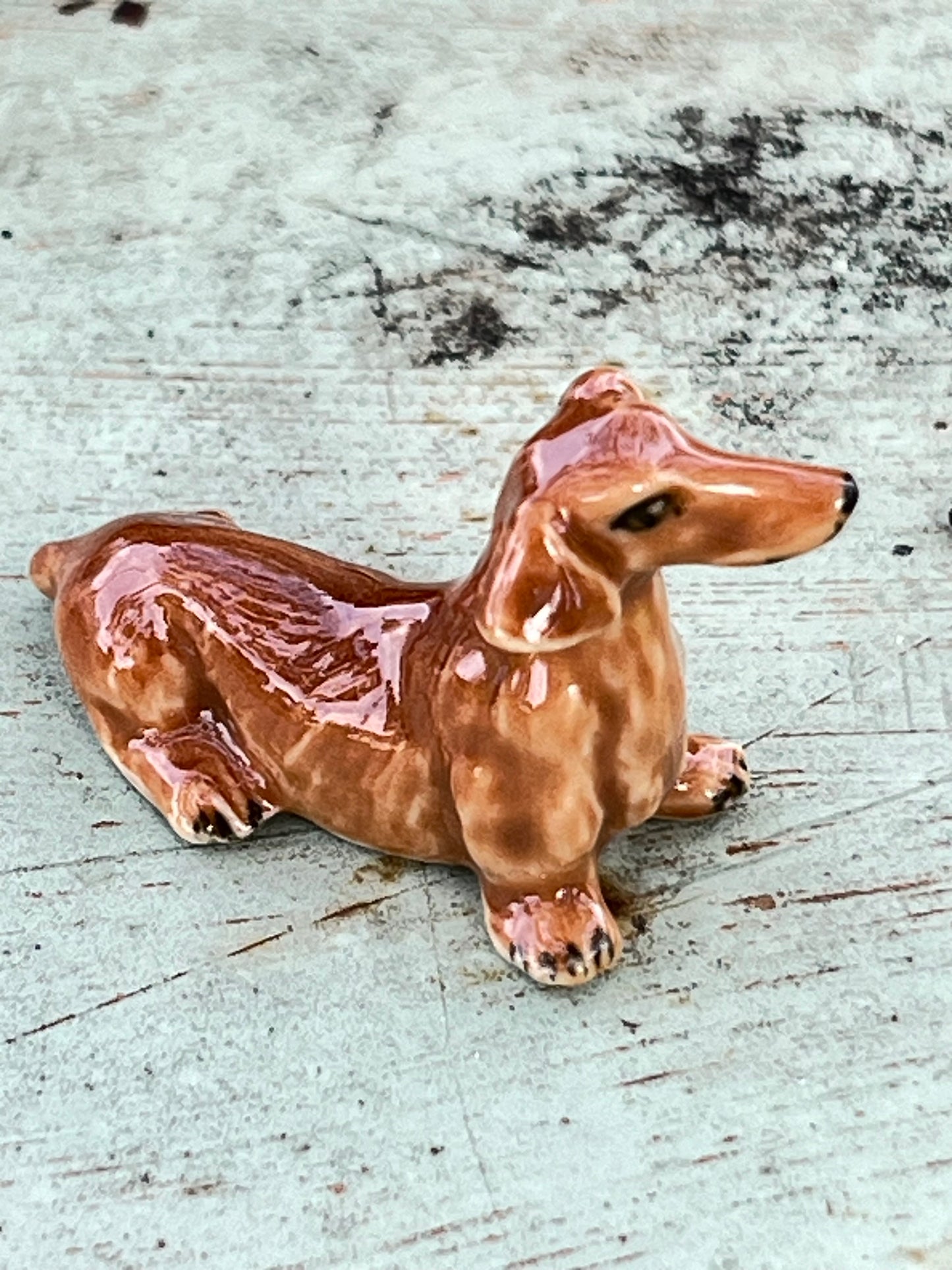Miniature Porcelain Sitting Dachshund Figurine