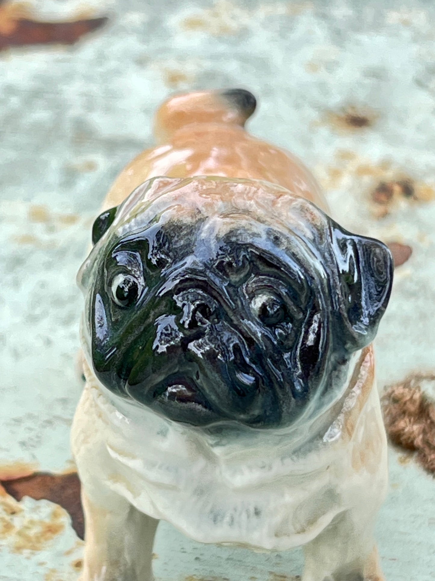 Porcelain Pug Dog Figurine