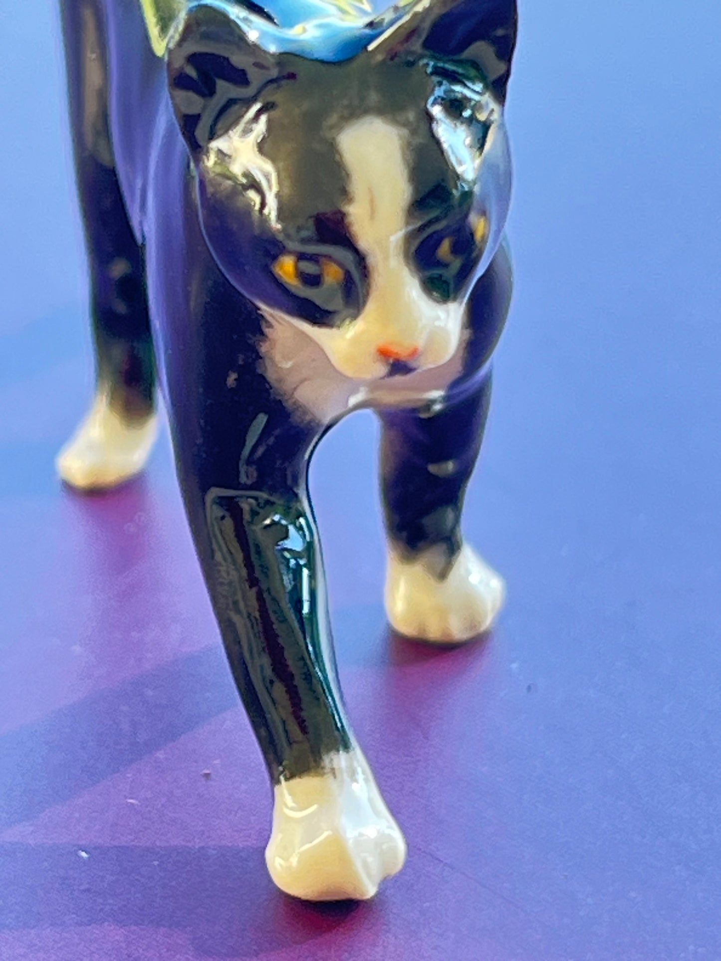 Miniature Porcelain Tuxedo Cat Walking