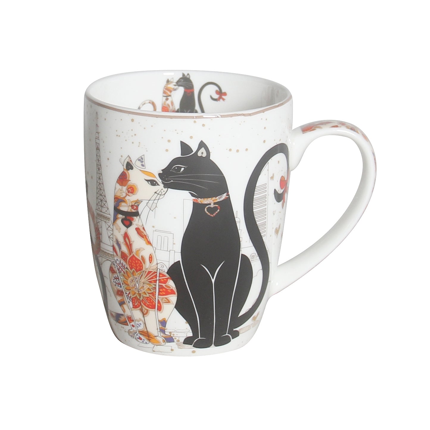Fine Bone China Cat Couple Mug