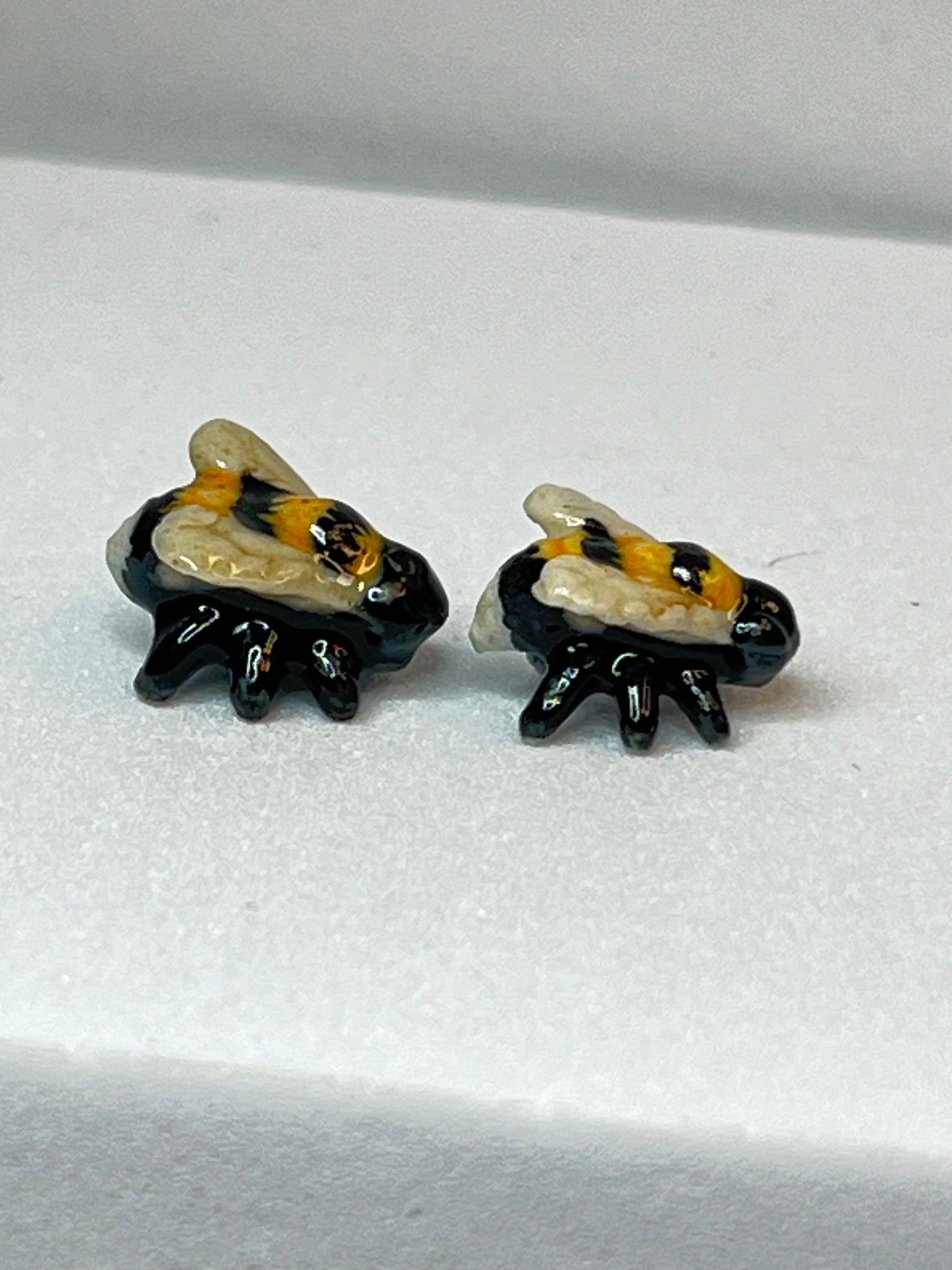 Miniature Porcelain Bee Figurines for Set of 2
