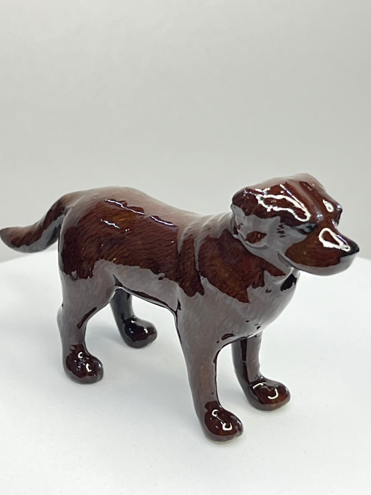 Miniature Porcelain Chocolate Labrador Standing Figurine
