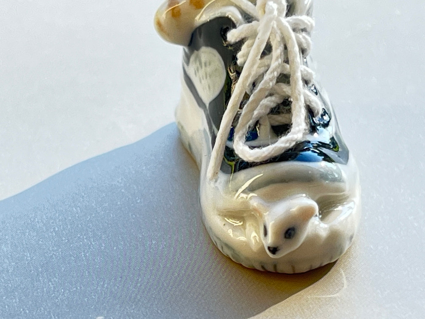 Miniature Cat Sleeping in Shoe with Mouse