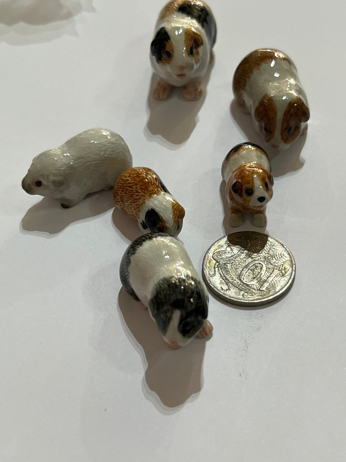 Miniature Porcelain Guinea Pig Figurines Set of 6