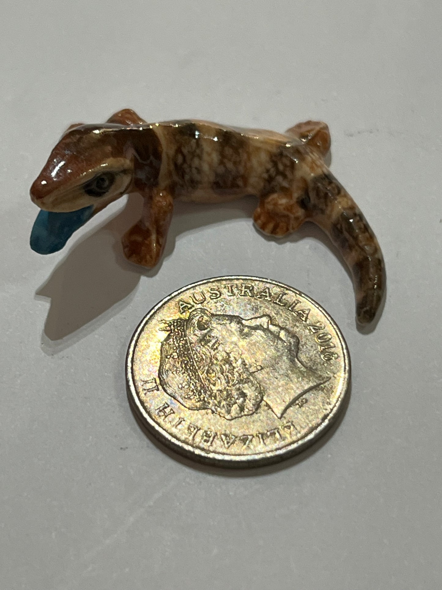Miniature Blue Tonque Lizard Figurine Small
