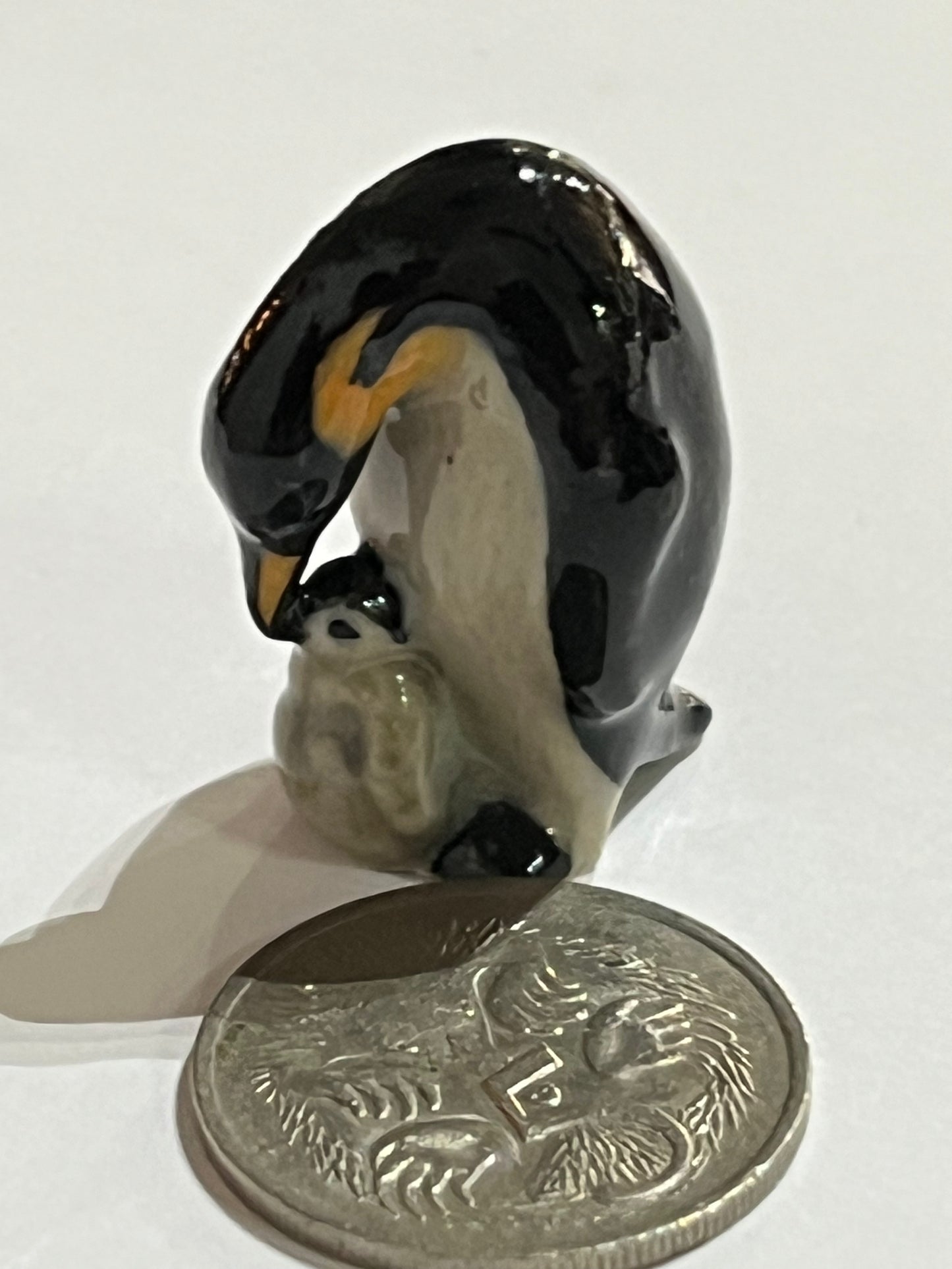 Miniature Porcelain Penguin with Baby