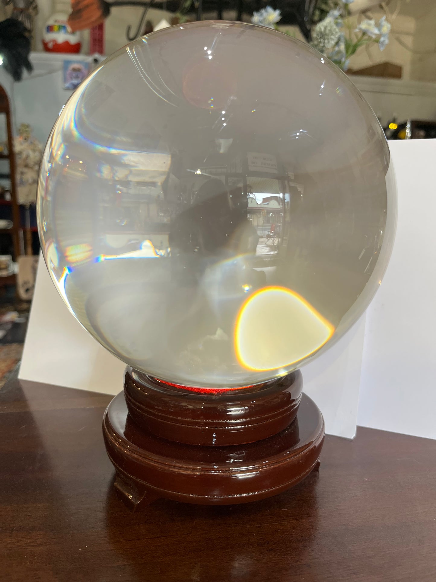 Huge Glass Crystal Ball with Wooden Stand- 200mm