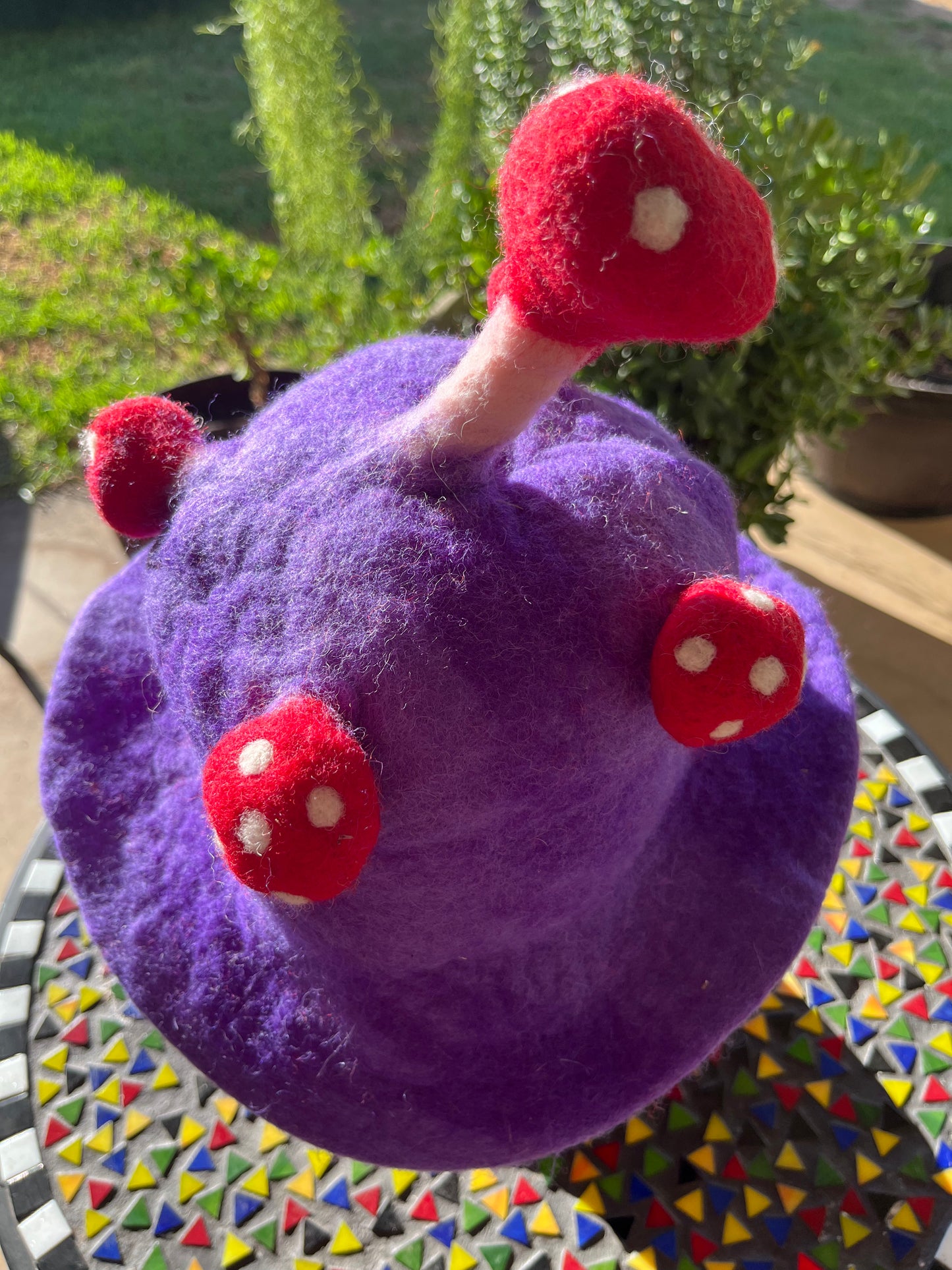 Purple Mushroom Felted Hat