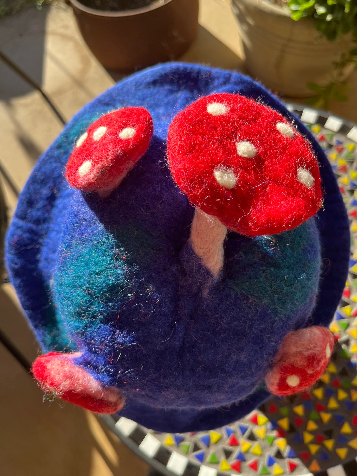 Blue Mushroom Felted Hat