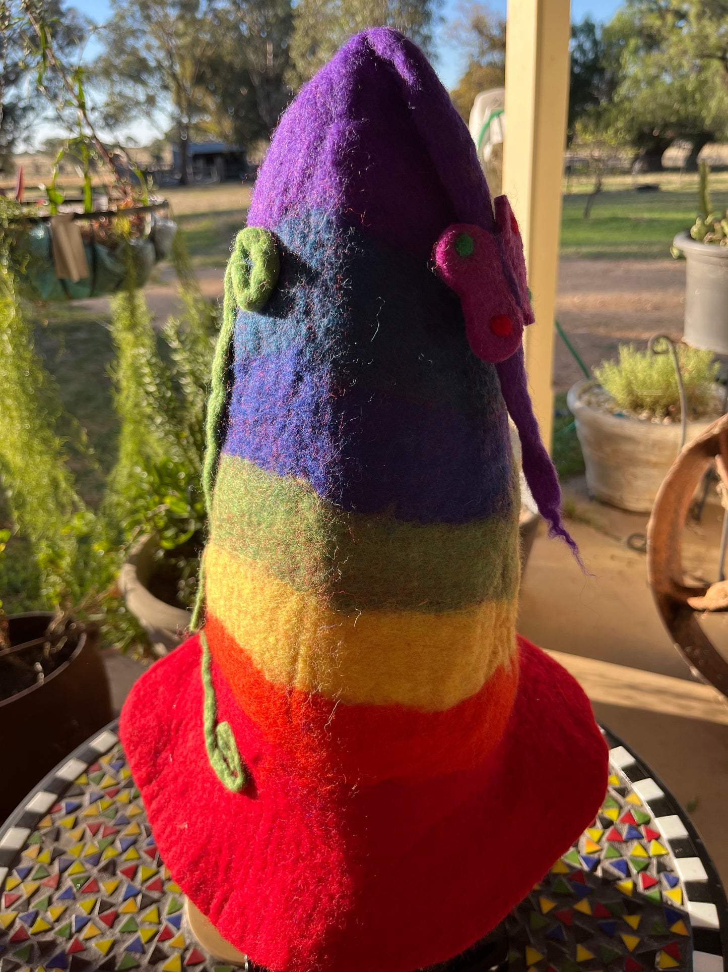 Magical Wizard Felted Hat with Purple Butterflies