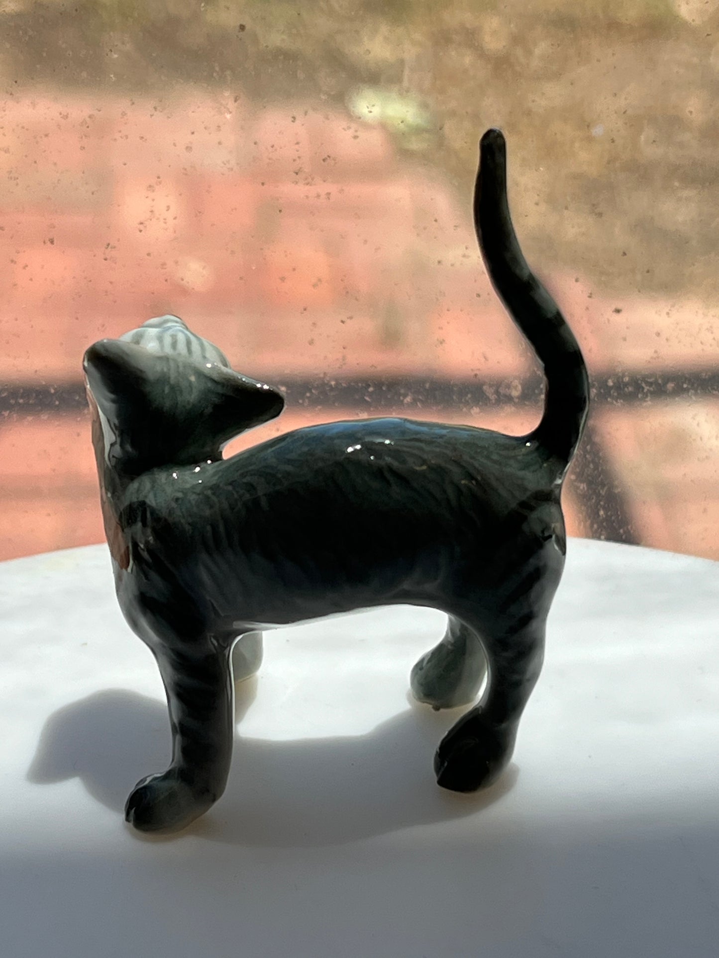 Miniature Porcelain Grey Standing Cat