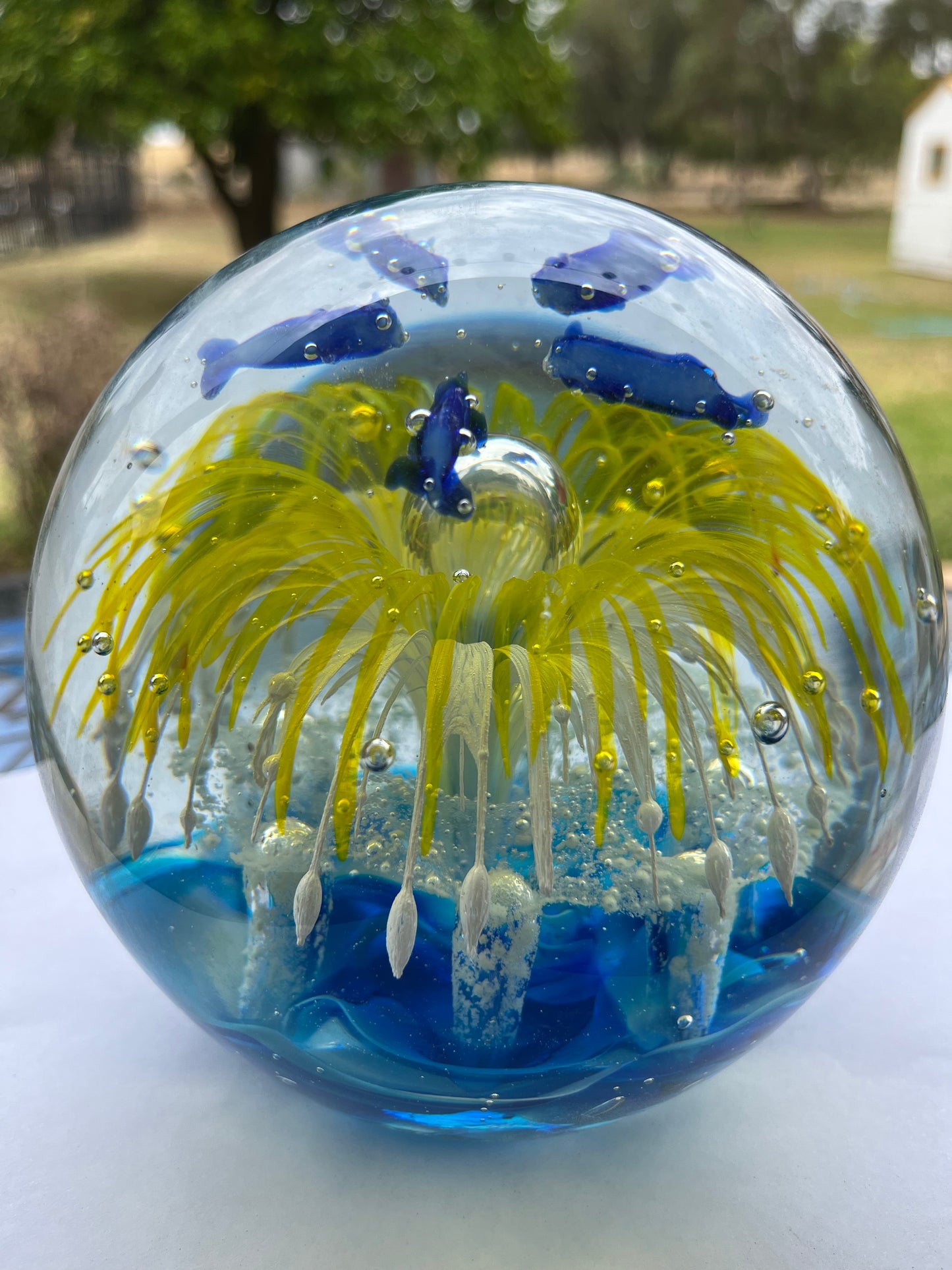 Large Paperweight Yellow Splash Dolpine Glow in the dark 14cm