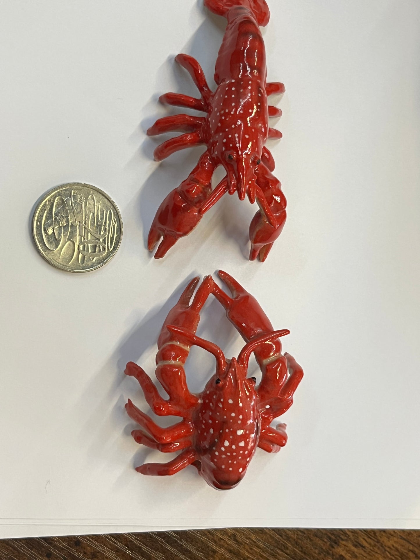 Miniature Porcelain Lobster / Crayfish Figurines Set of 2 Large
