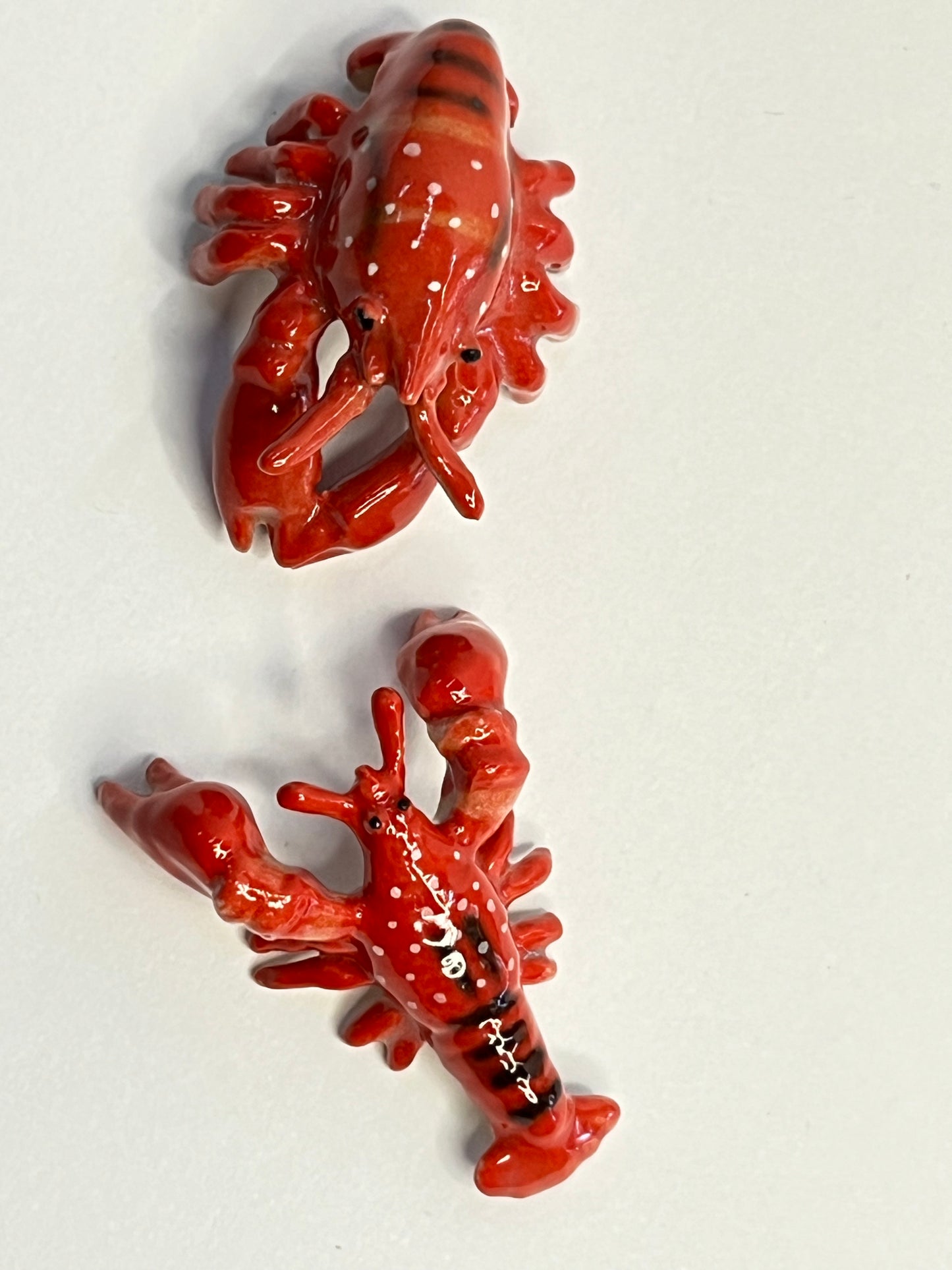 Miniature Porcelain Lobster Set Figurines 2pcs Medium