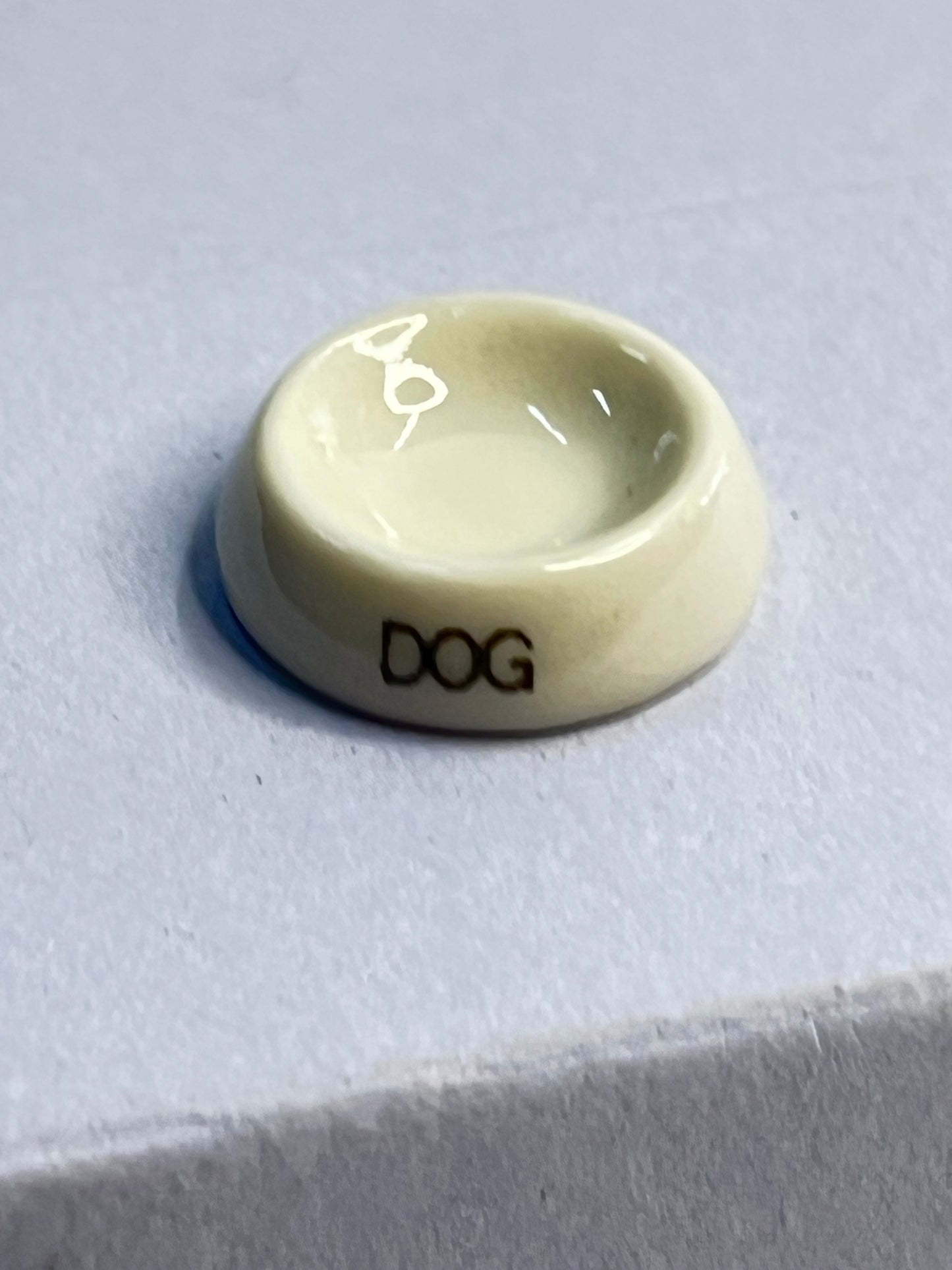 Miniature Porcelain Dog Puppy Food Bowl White