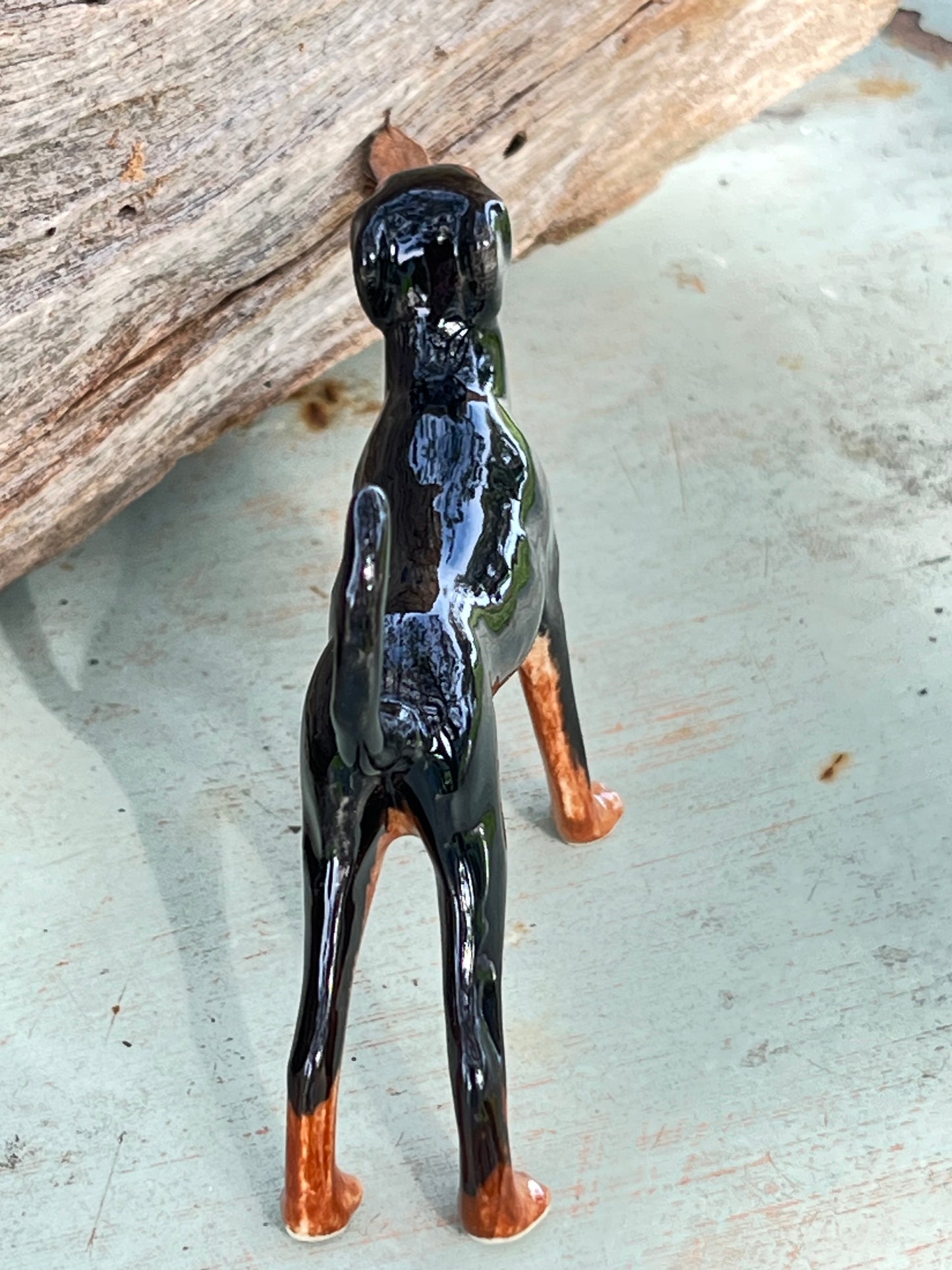 Miniature Porcelain Doberman Dog Figurine