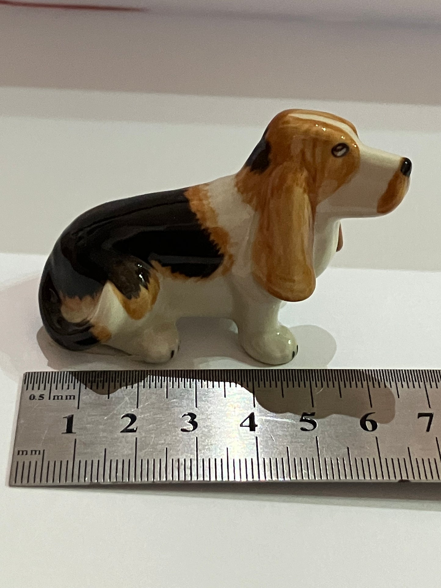 Miniature Porcelain Bassit Hound Dog Figurine