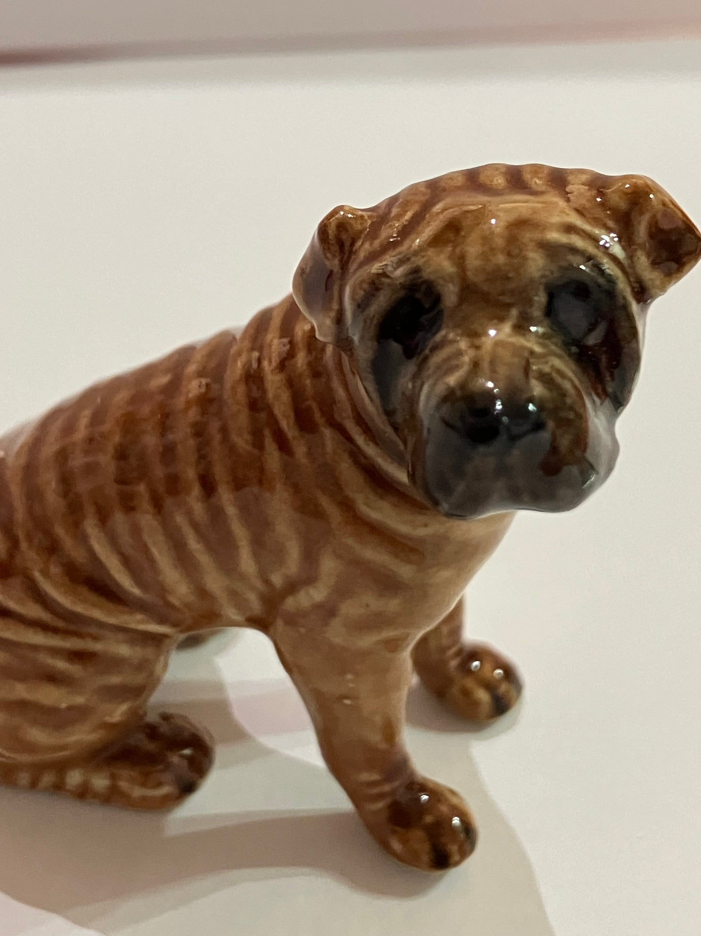 Miniature Porcelain Sitting Shar Pai Dog