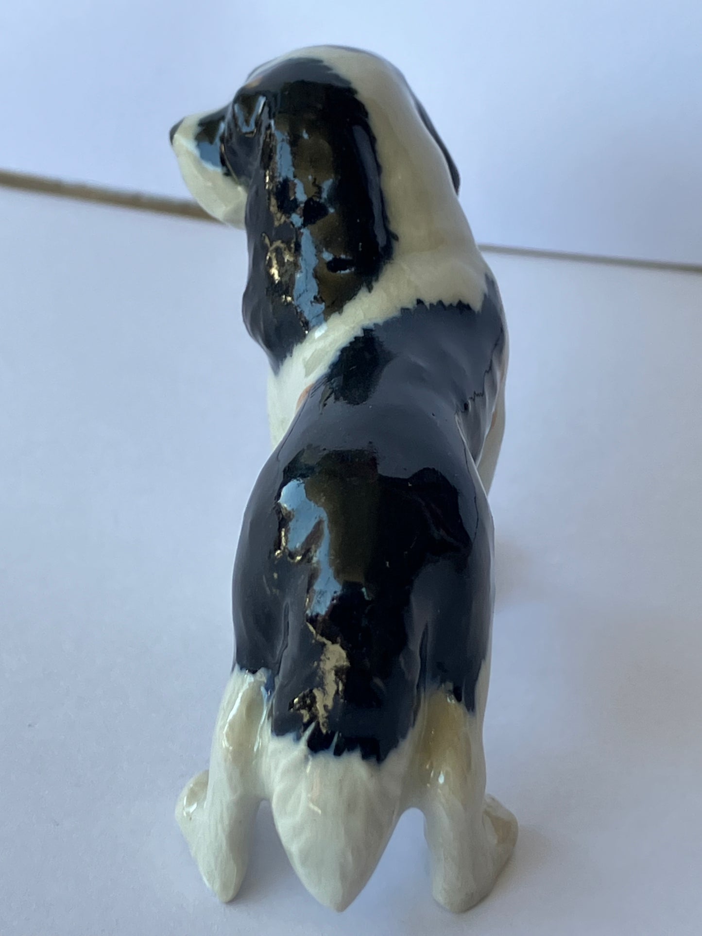 Miniature Porcelain Cavalier Dog Black/Brown/White