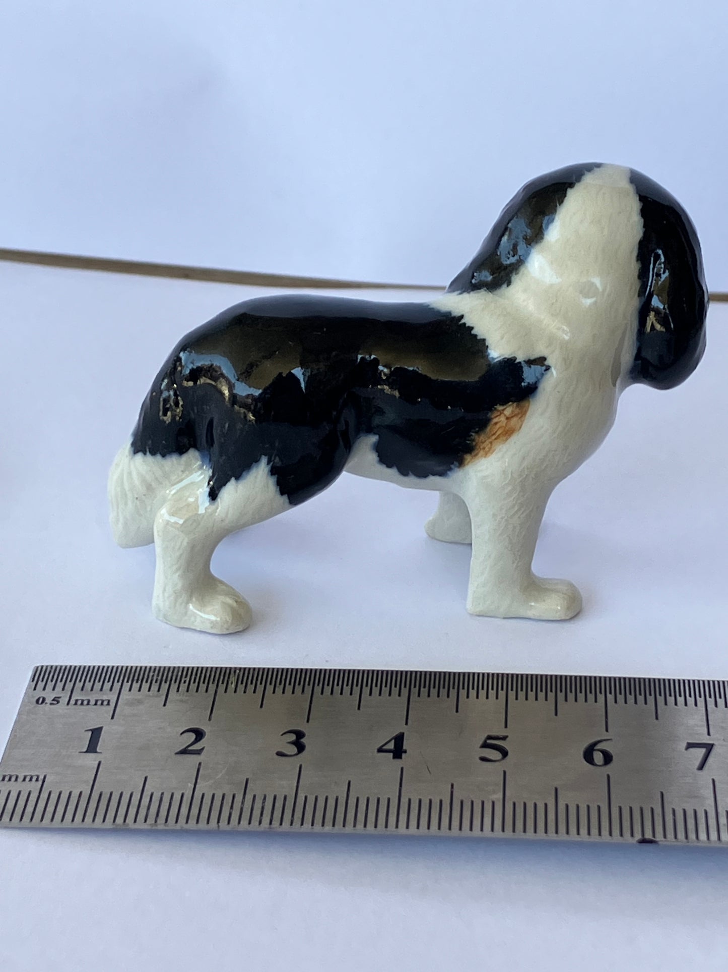 Miniature Porcelain Cavalier Dog Black/Brown/White