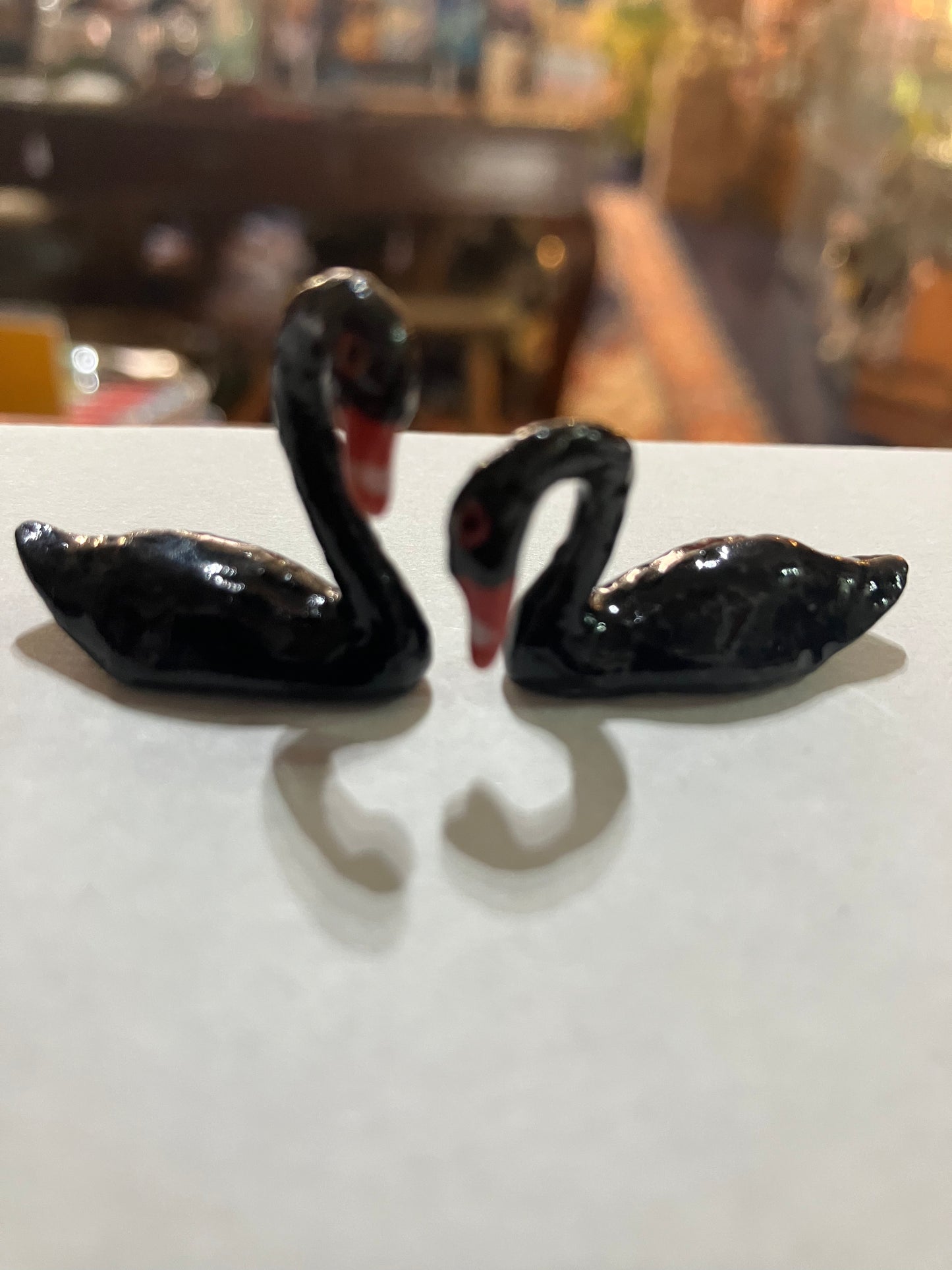 Miniature Porcelain Black Swans (mini)