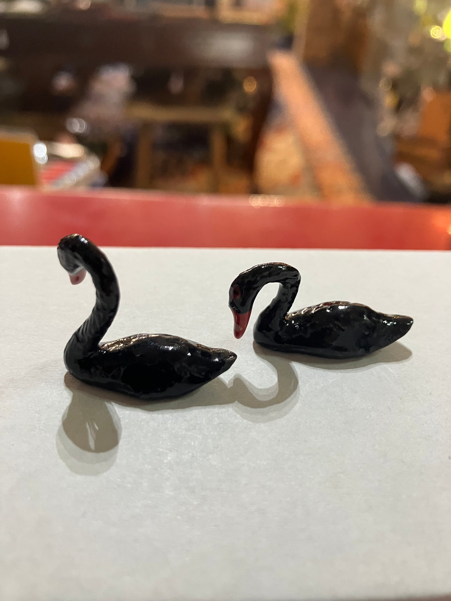 Miniature Porcelain Black Swans (mini)