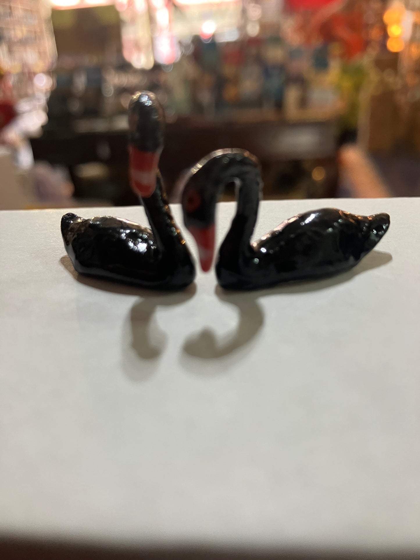 Miniature Porcelain Black Swans (mini)