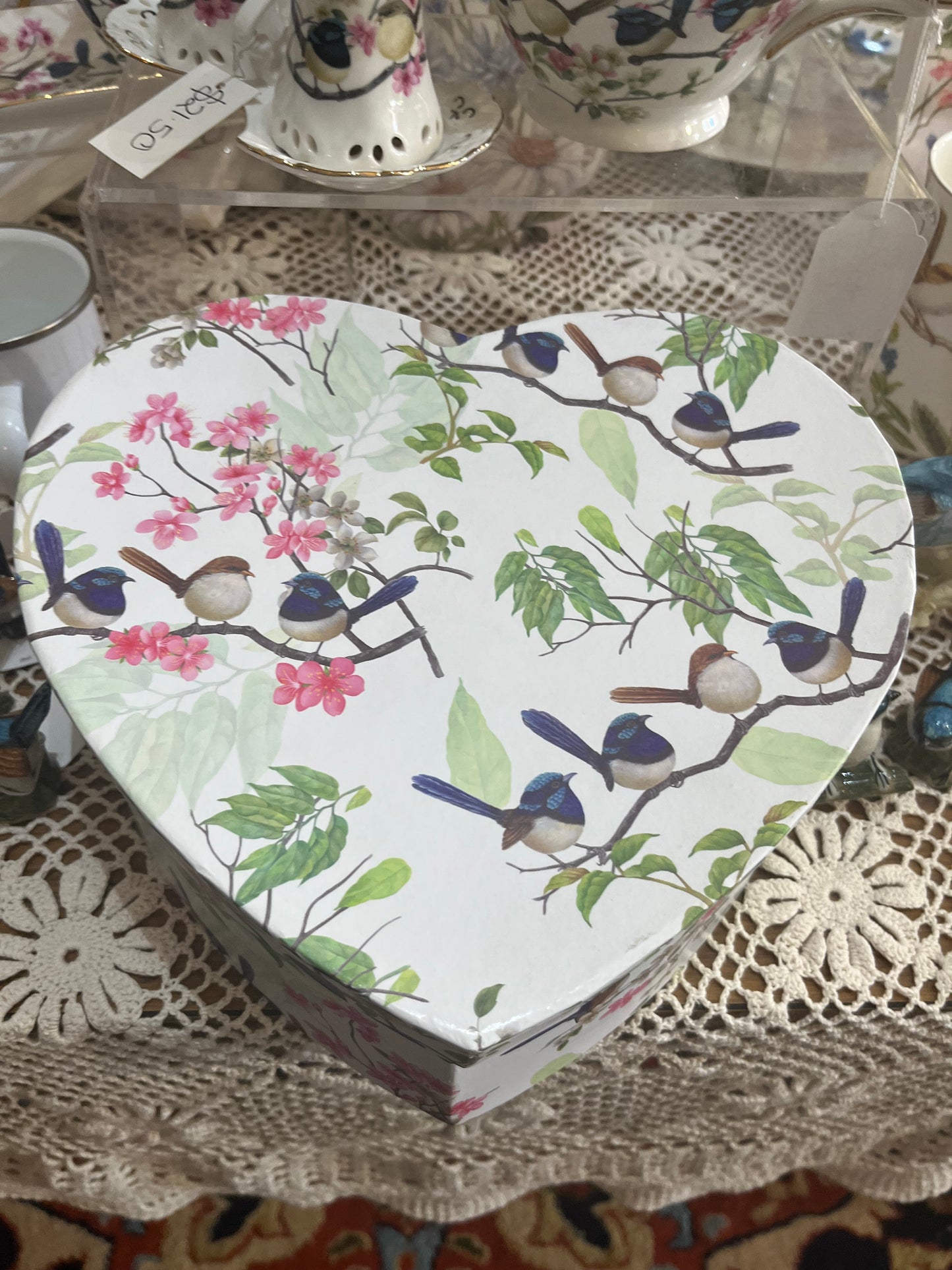 Blue Wren Mug Set in Love Heart Matching Gift Box