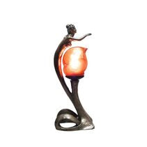 Art Nouveau Style Lamp With Flame Resin Shade