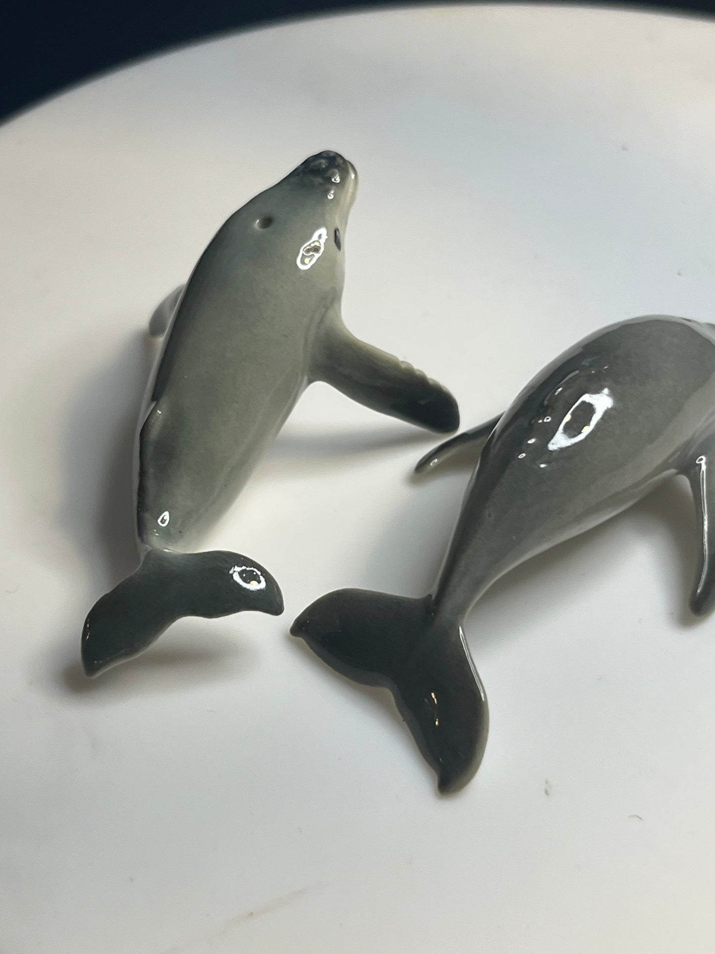 Miniature Porcelain Humpback Whale Set