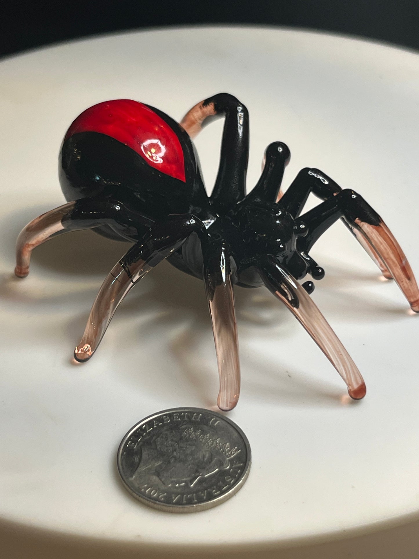 Glass Hand Crafted Red Back Spider