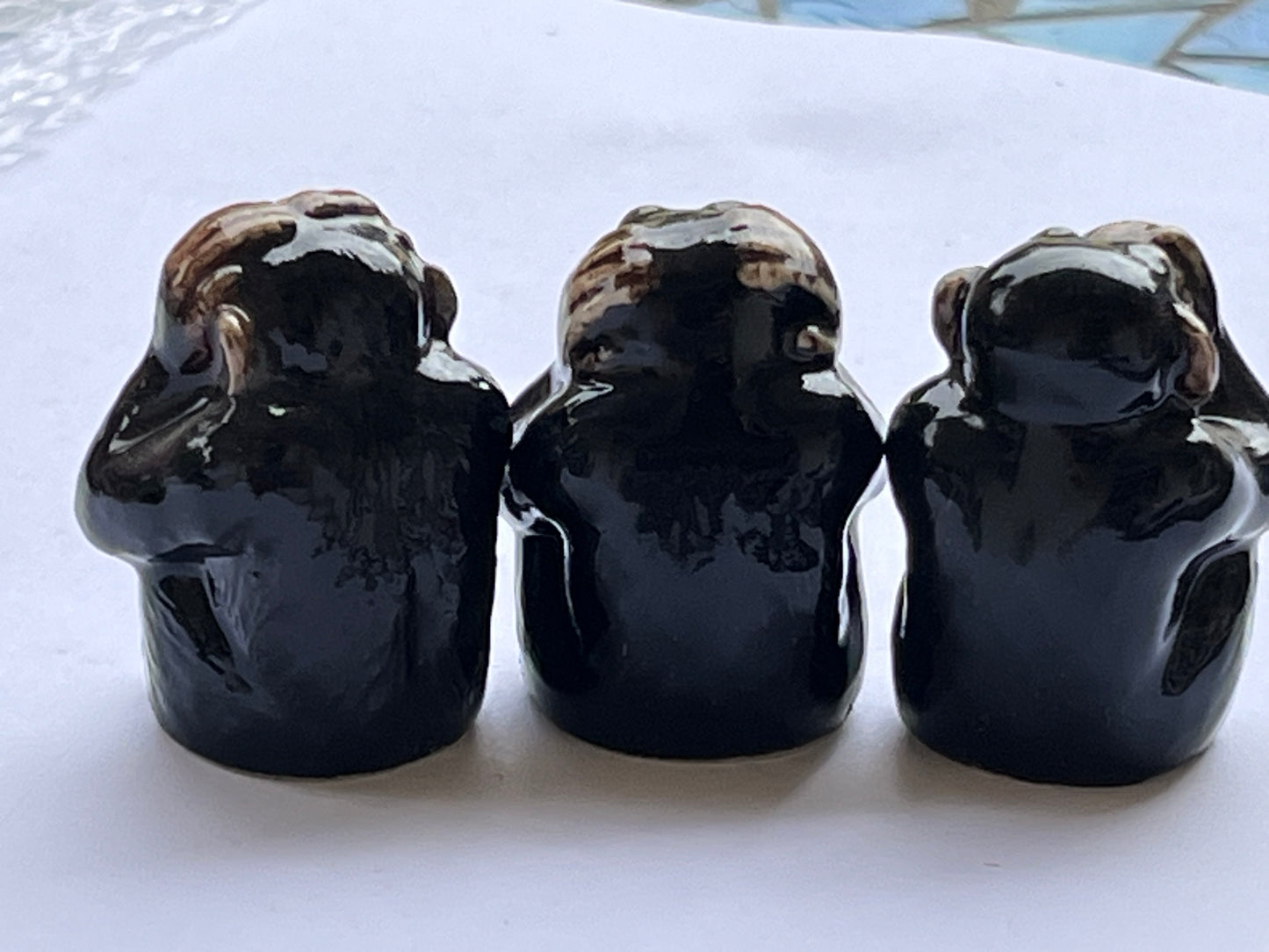 Miniature Porcelain See No Evil Hear No Evil Speak No Evil Monkeys