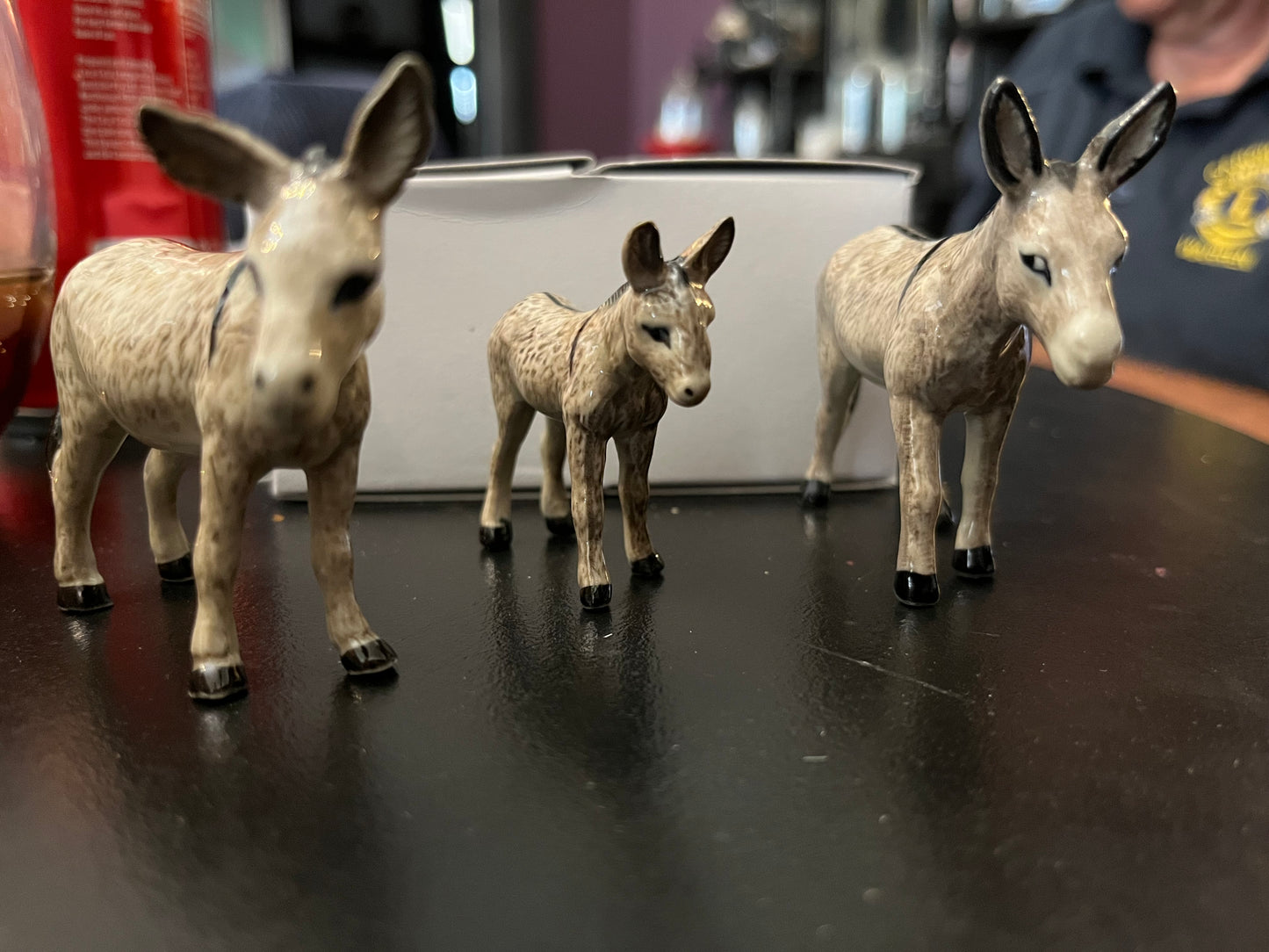 Miniature Porcelain Grey Donkey Set of 3
