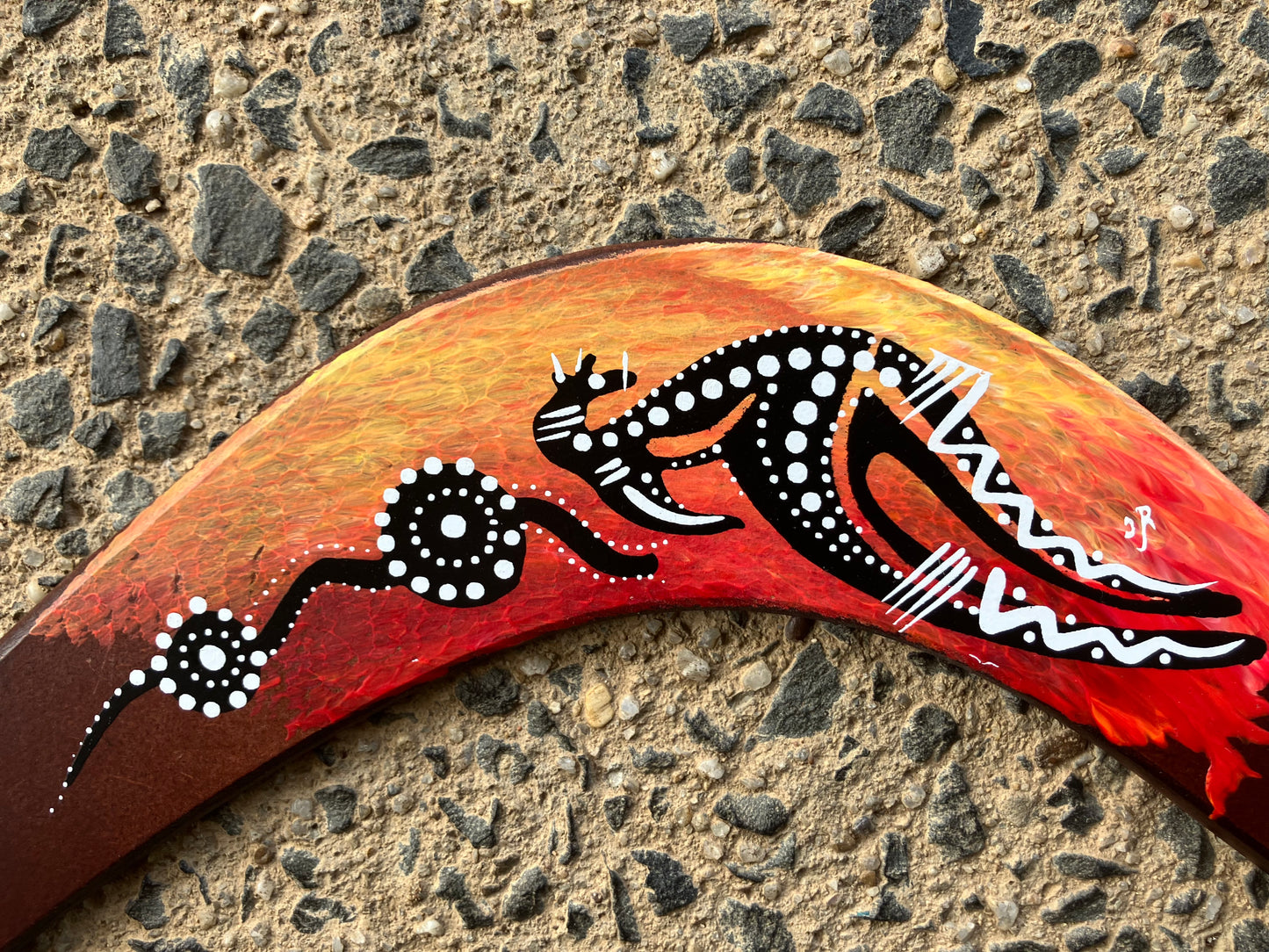 Indigenous Art by Artist Daniel Roberts Boomerang 16A 40cm
