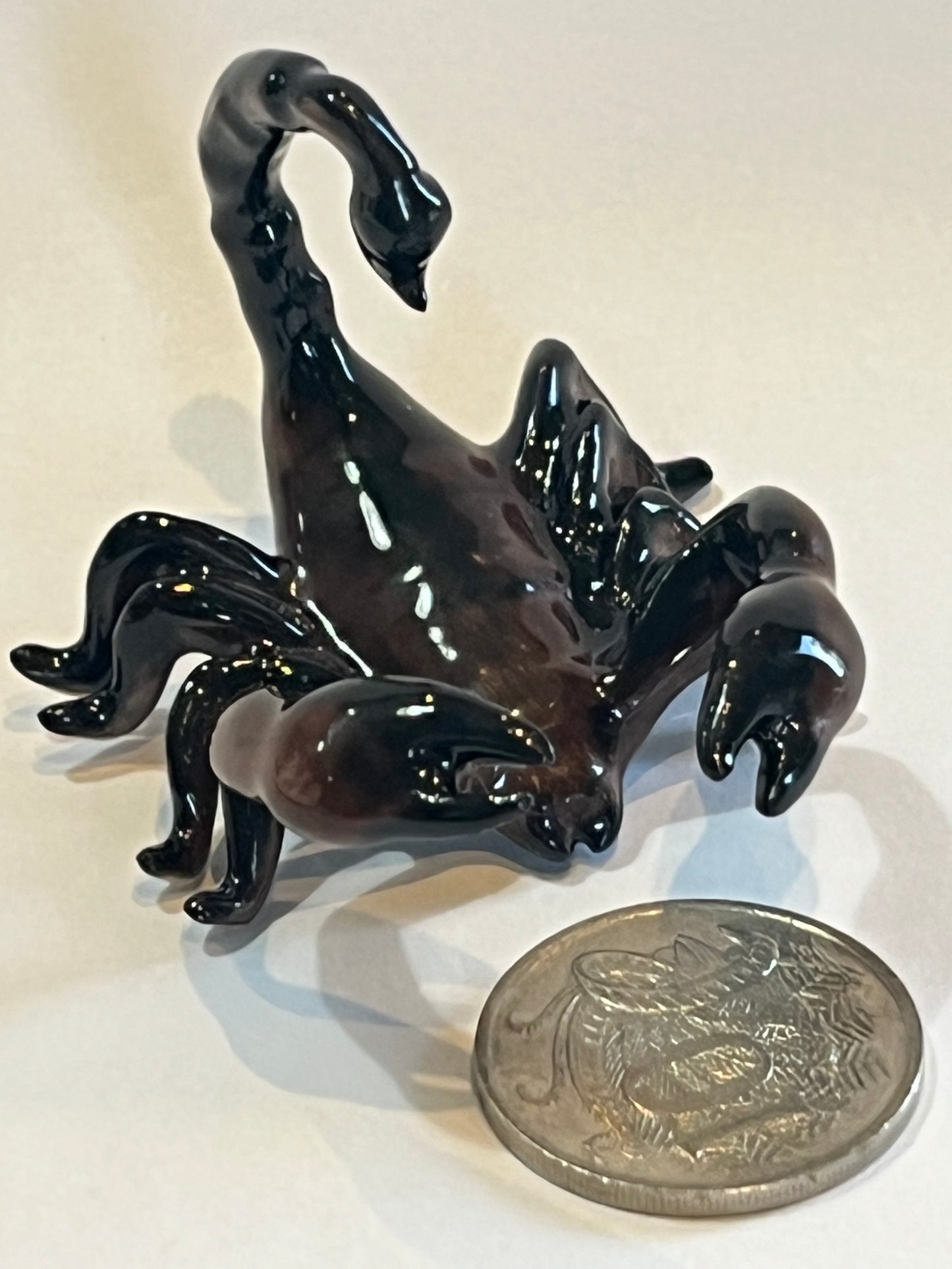 Miniature Porcelain Scorpion Arachnid Black and Brown Colour