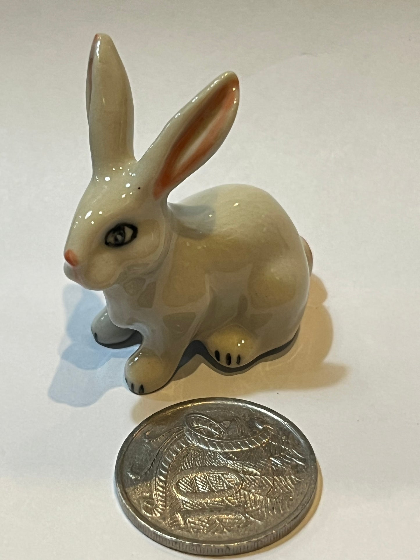 Miniature Porcelain White Rabbit With Long Ears