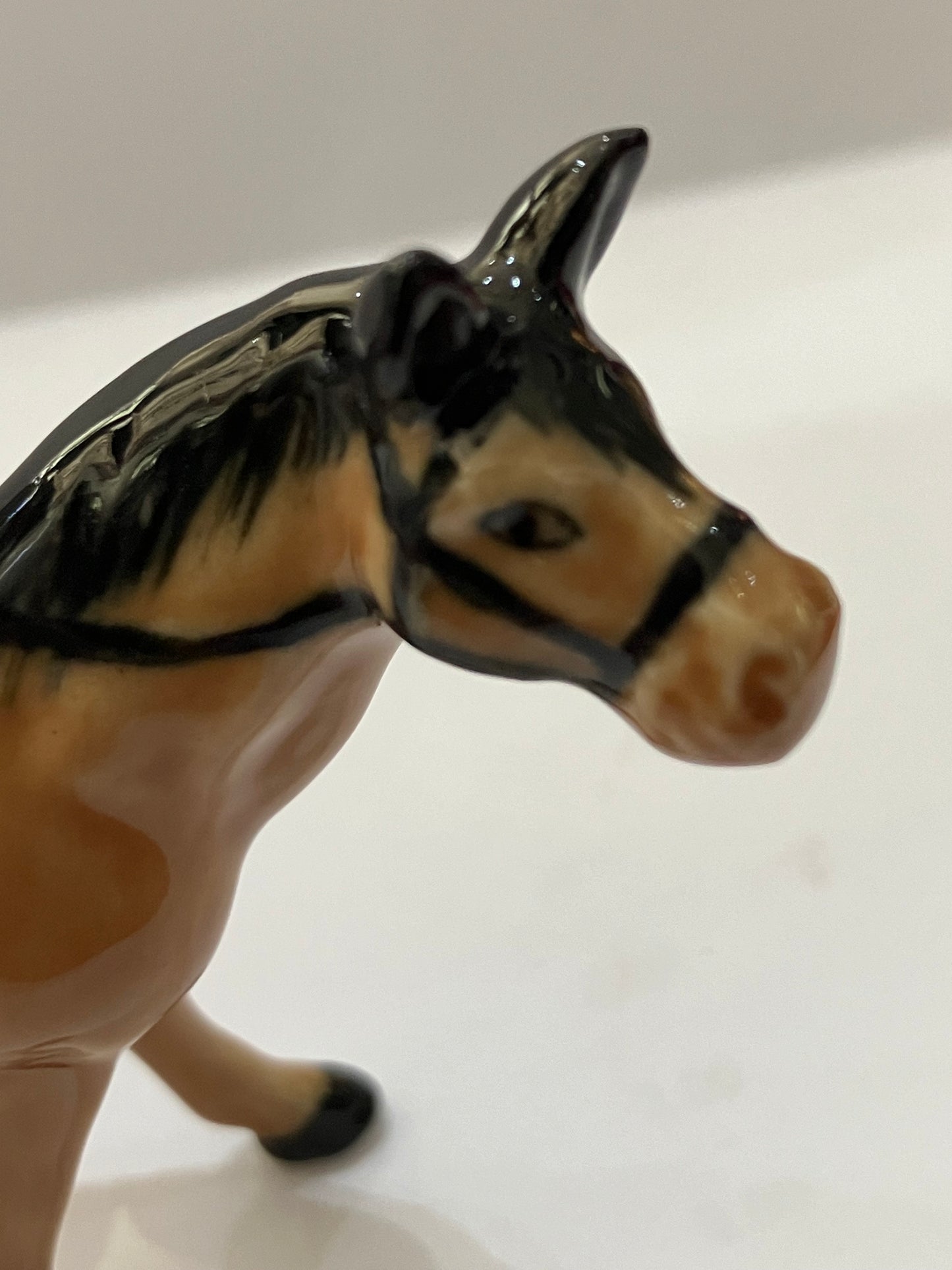 Brown Horse With Sadde Miniature Porcelain Figurines (1 Pcs)