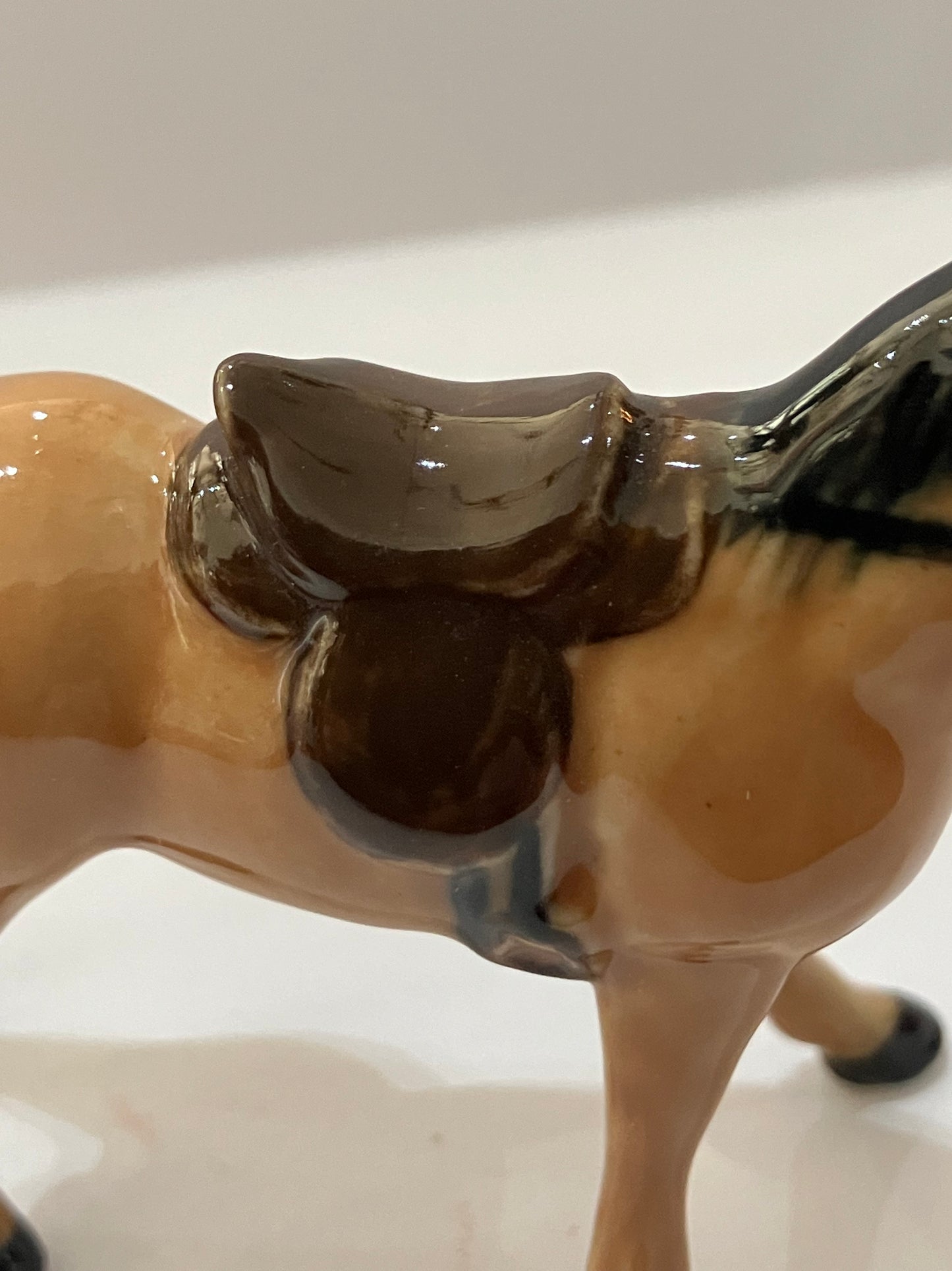 Brown Horse With Sadde Miniature Porcelain Figurines (1 Pcs)