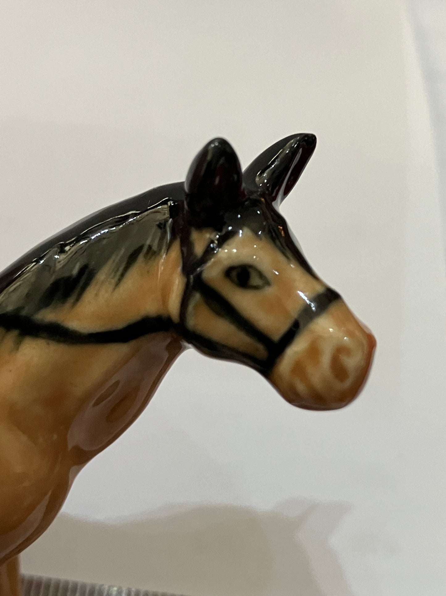 Brown Horse With Sadde Miniature Porcelain Figurines (1 Pcs)