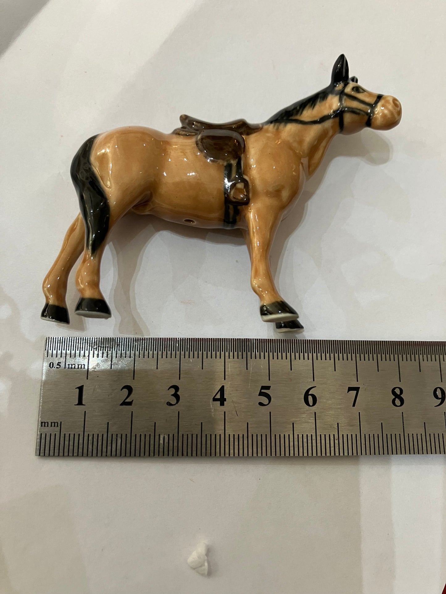 Brown  Horse With Sadde Miniature Porcelain Figurines (1 Pcs)
