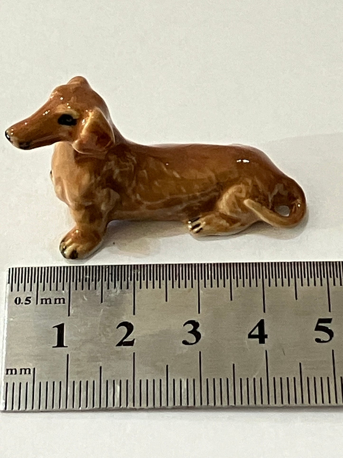 Miniature Porcelain Dog Figurine Australian Dachshund Breed Sitting