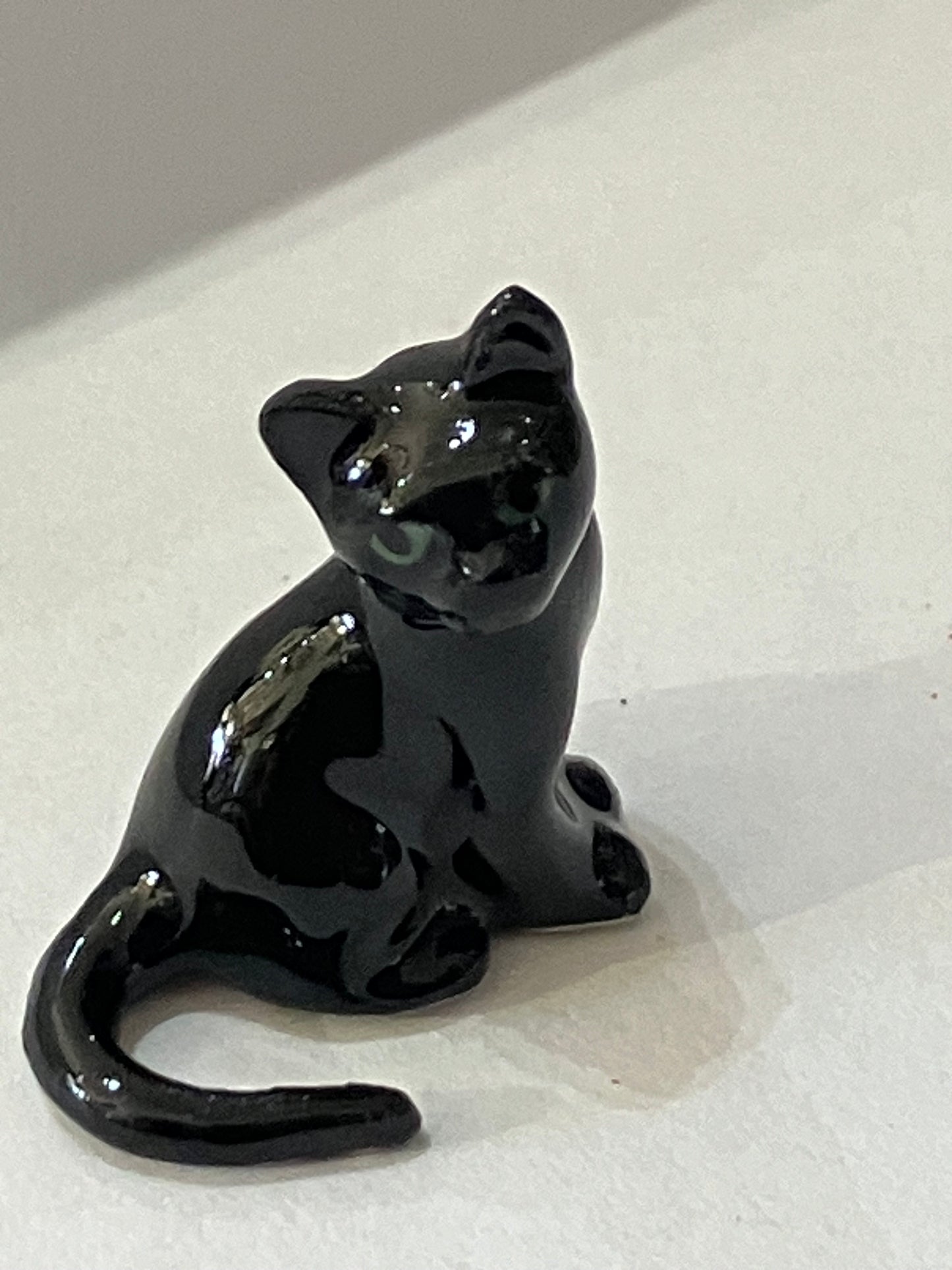 Miniature Porcelain Cat Kitten Figurines Black Cat Mini