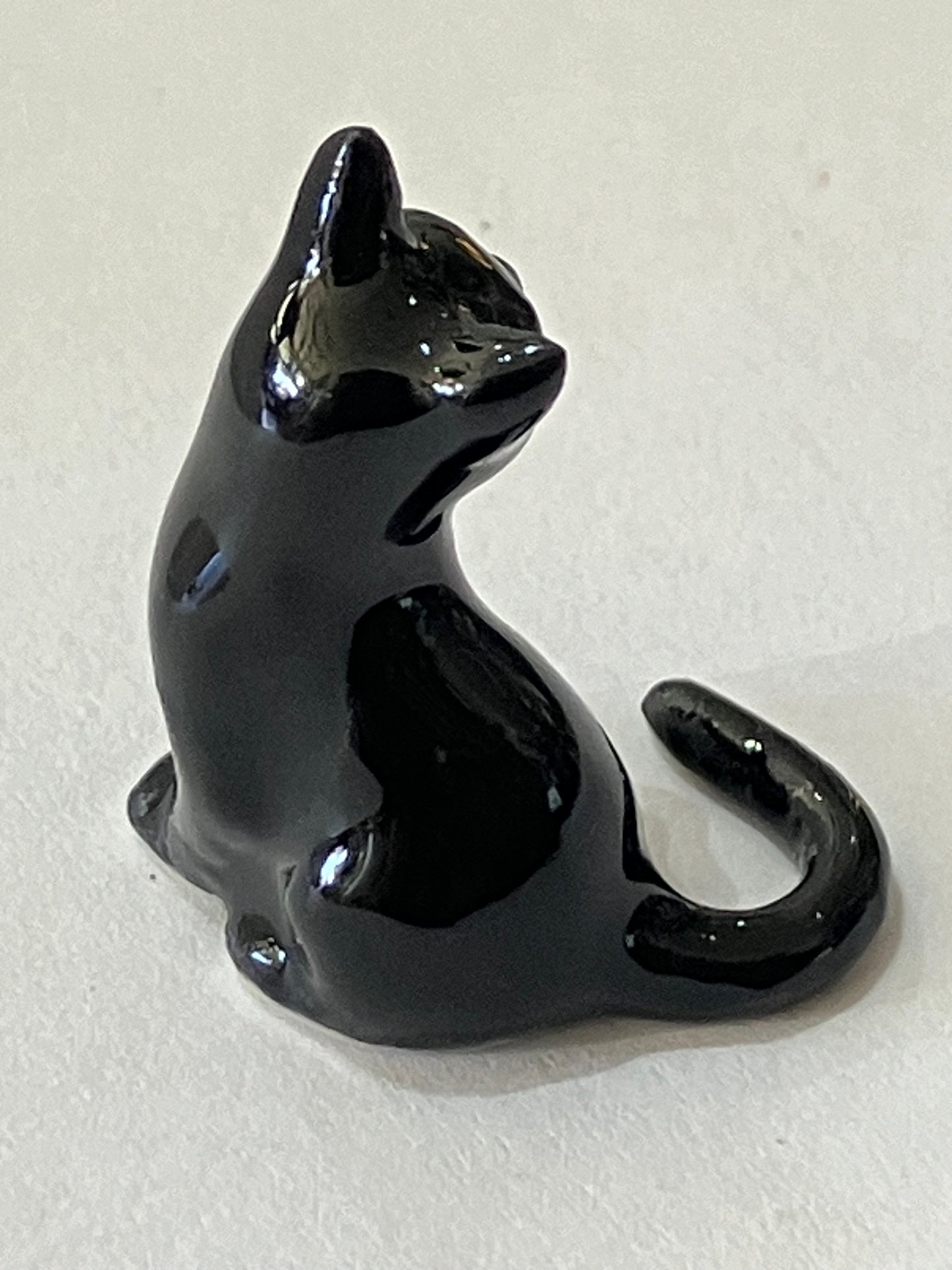 Miniature Porcelain Cat Kitten Figurines Black Cat Mini
