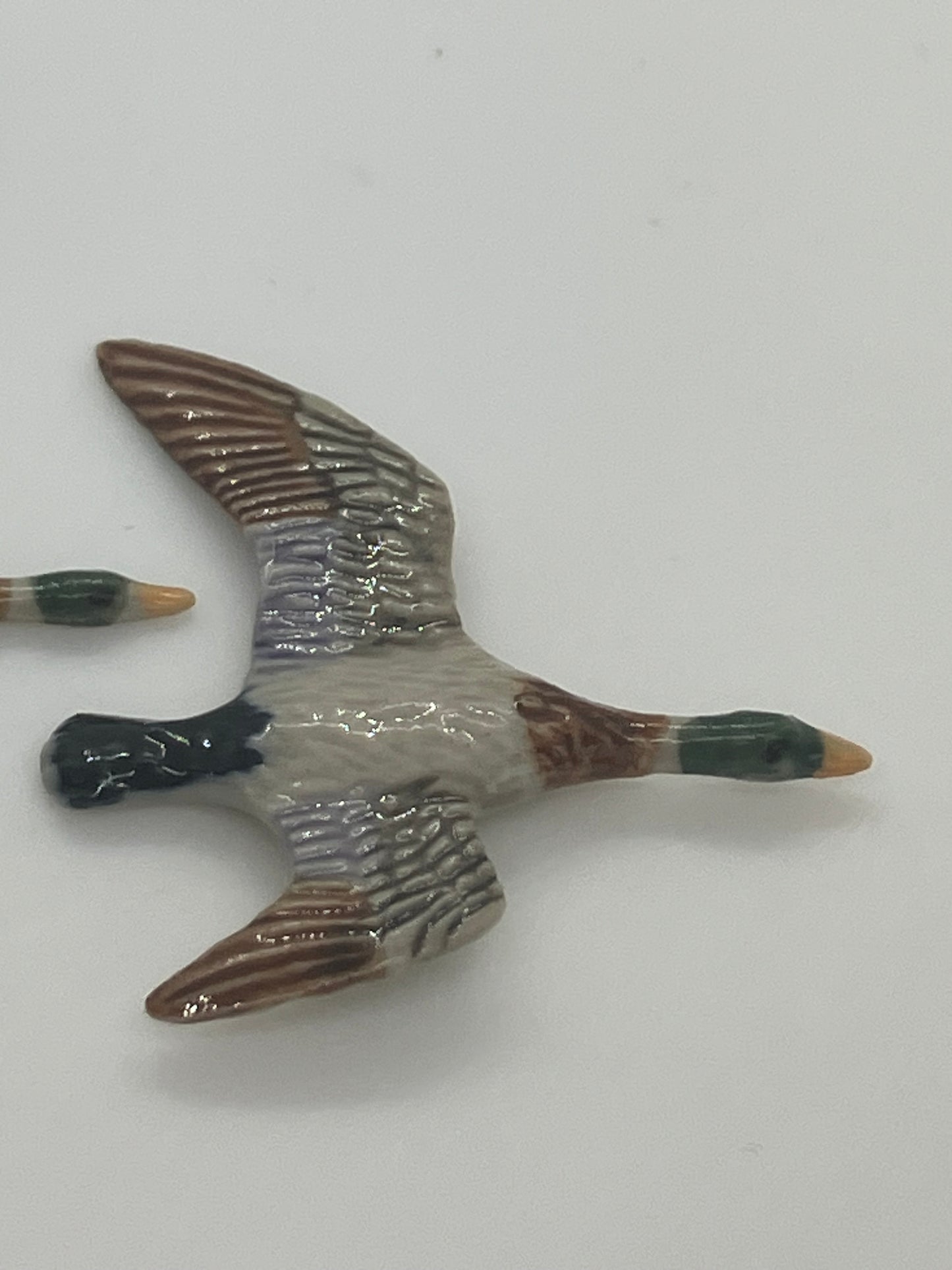 Miniature Porcelain Bird Figurines Flying Mallard Ducks Mini