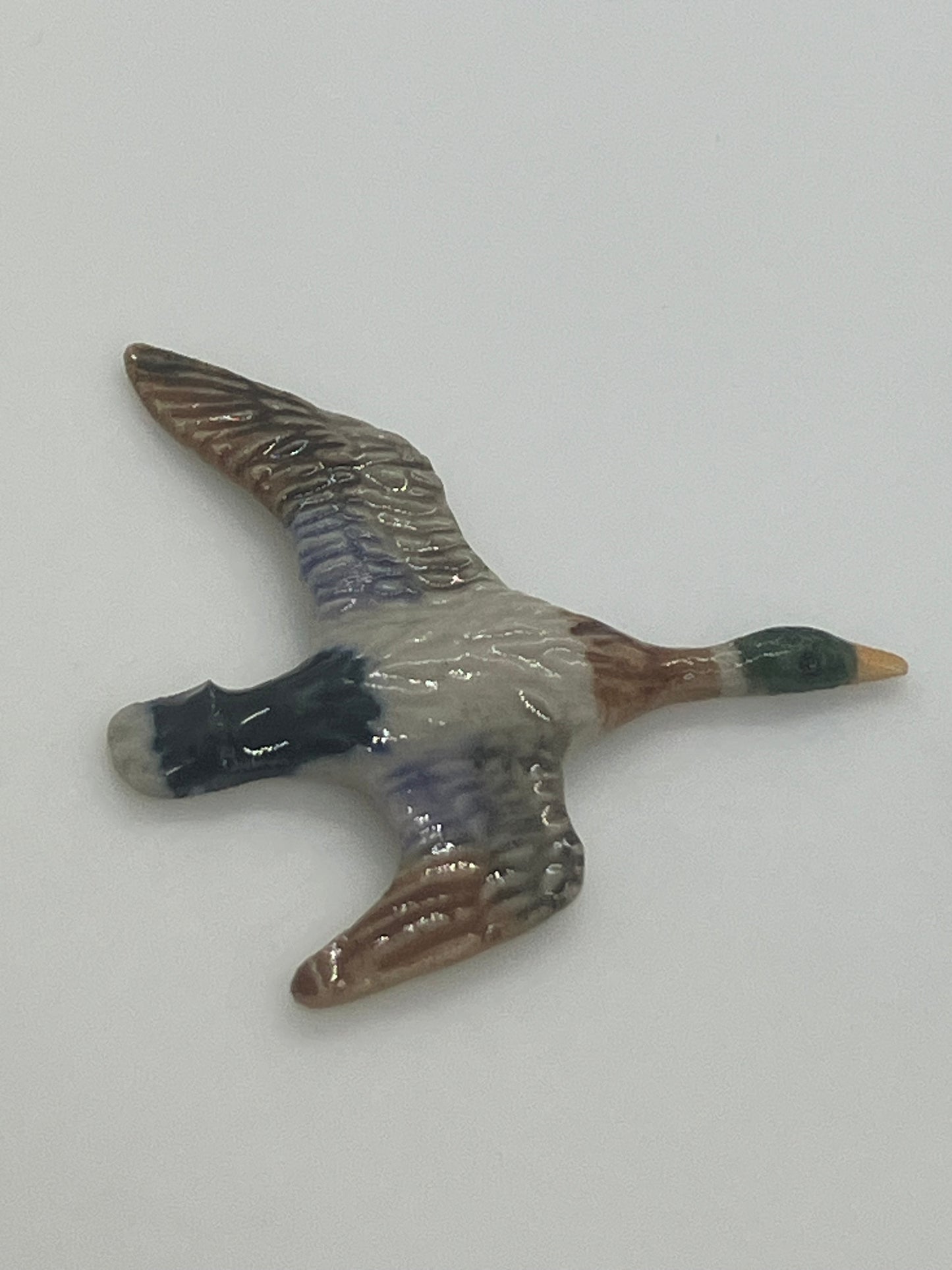 Miniature Porcelain Bird Figurines Flying Mallard Ducks Mini