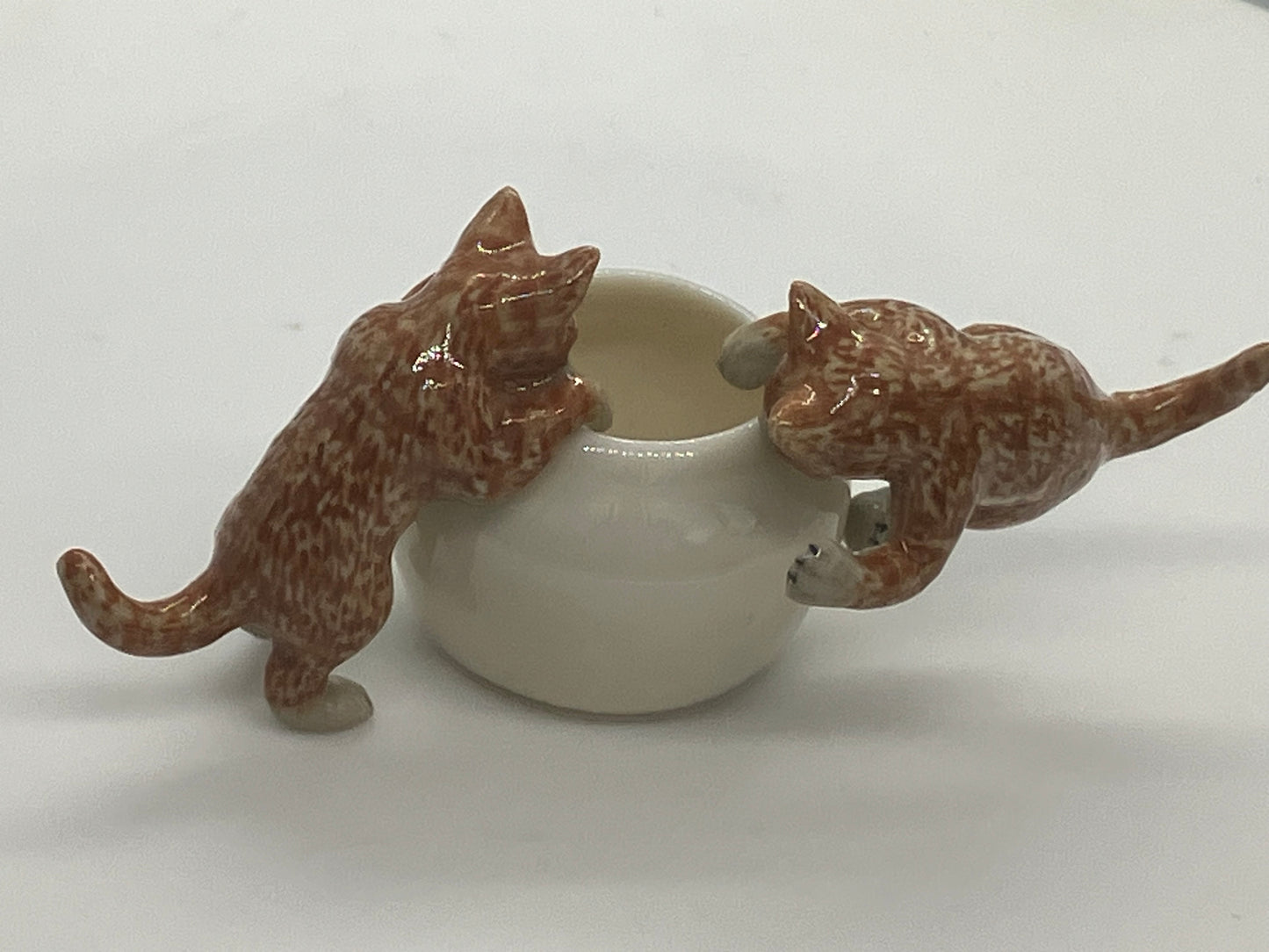 Miniature Porcelain Cats Kittens Figurines Ginger Kittens Cats In Jar