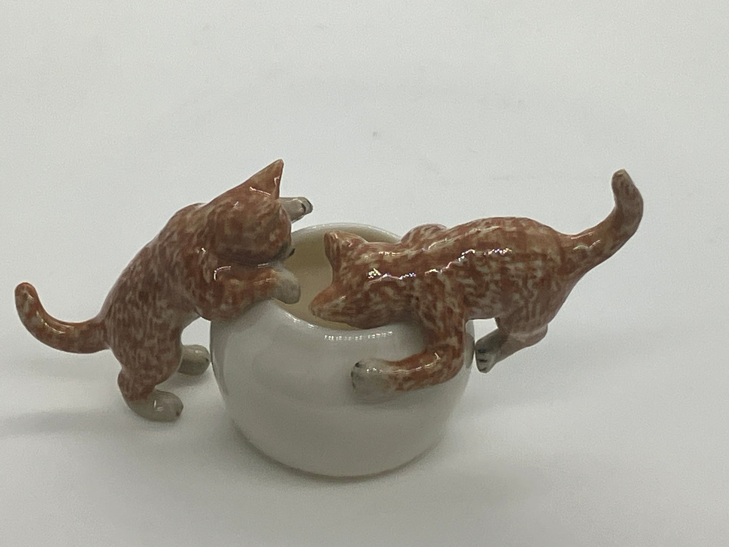 Miniature Porcelain Cats Kittens Figurines Ginger Kittens Cats In Jar